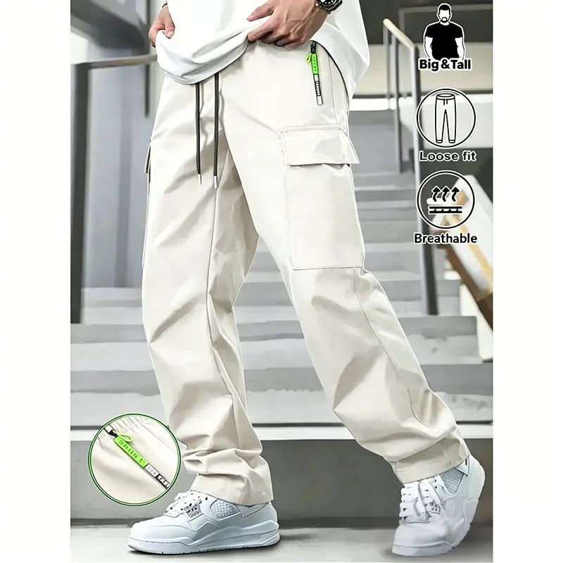 Men's Loose-Fit Multi-Pocket Plus-Size Cargo Pants