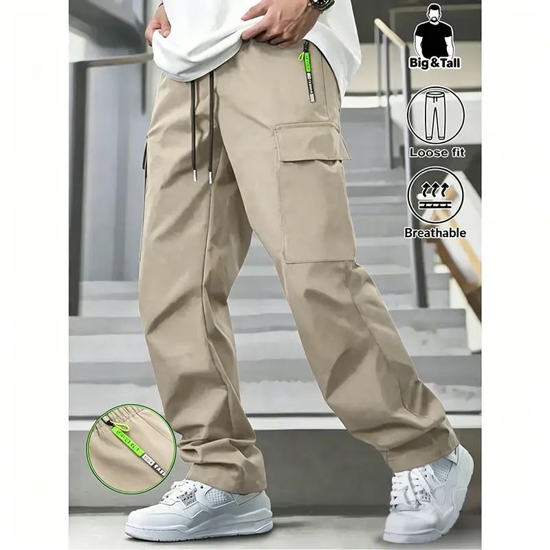 Men's Loose-Fit Multi-Pocket Plus-Size Cargo Pants