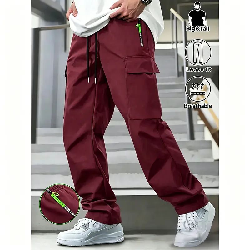 Men's Loose-Fit Multi-Pocket Plus-Size Cargo Pants