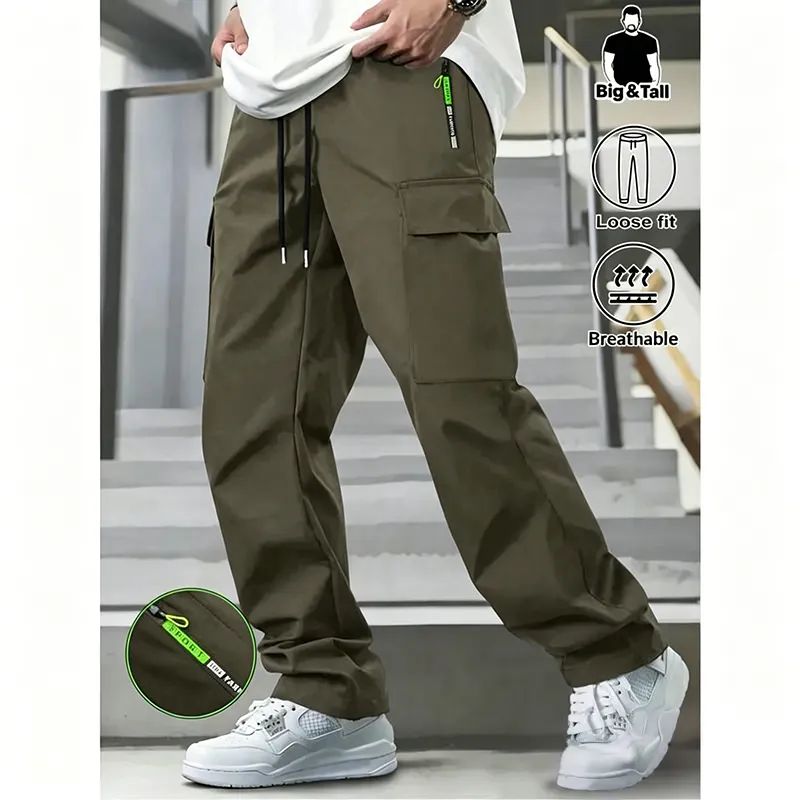 Men's Loose-Fit Multi-Pocket Plus-Size Cargo Pants