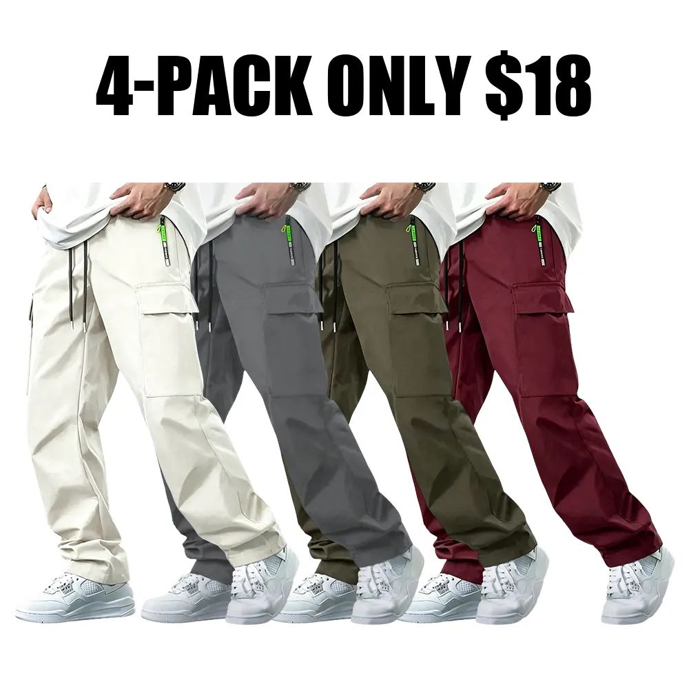 Men's Loose-Fit Multi-Pocket Plus-Size Cargo Pants