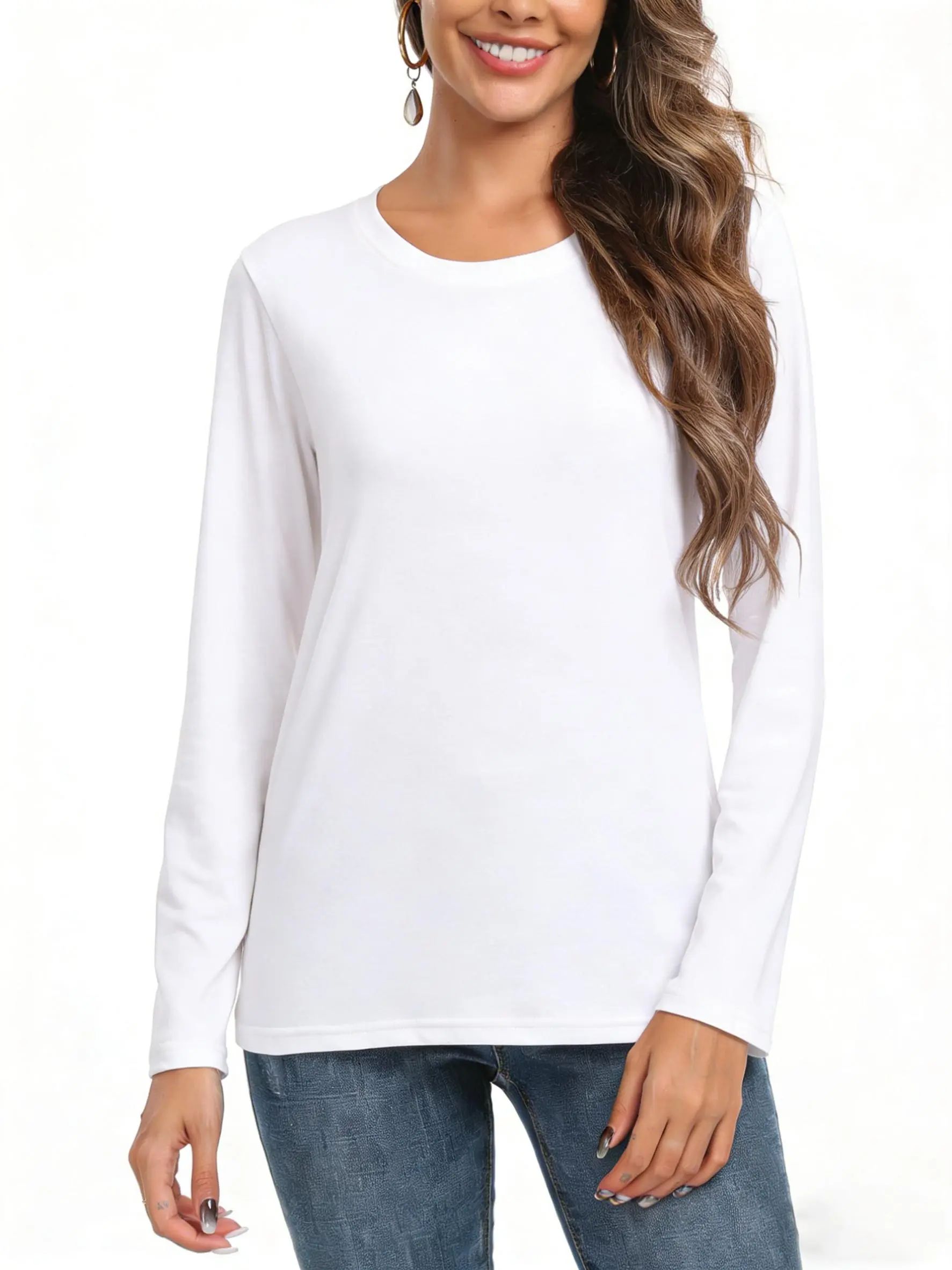 【Limited time deal】【Fast Shipping】Women's Loose Fit Long Sleeve Crewneck Tops