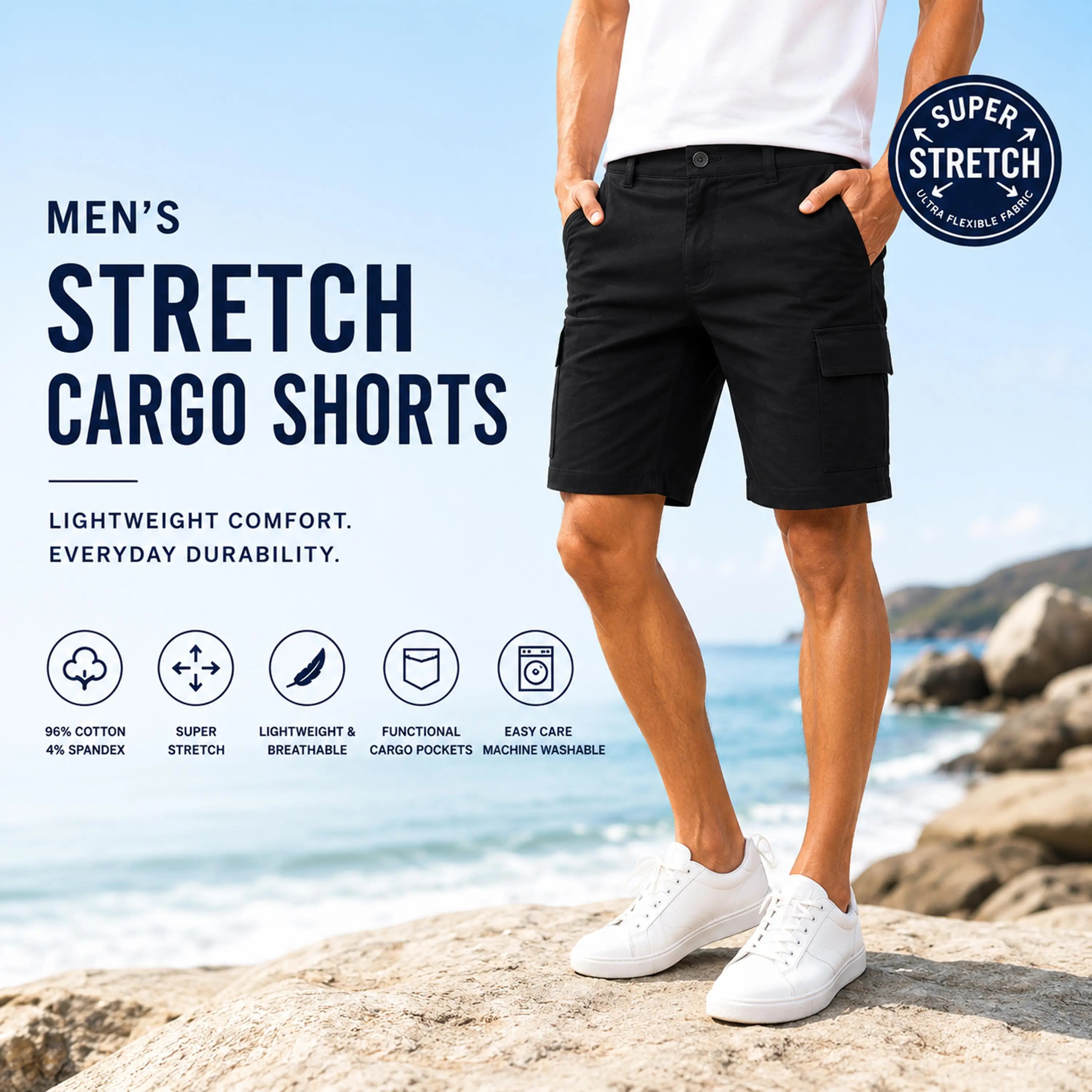 Men's Super Stretch Cargo Shorts
