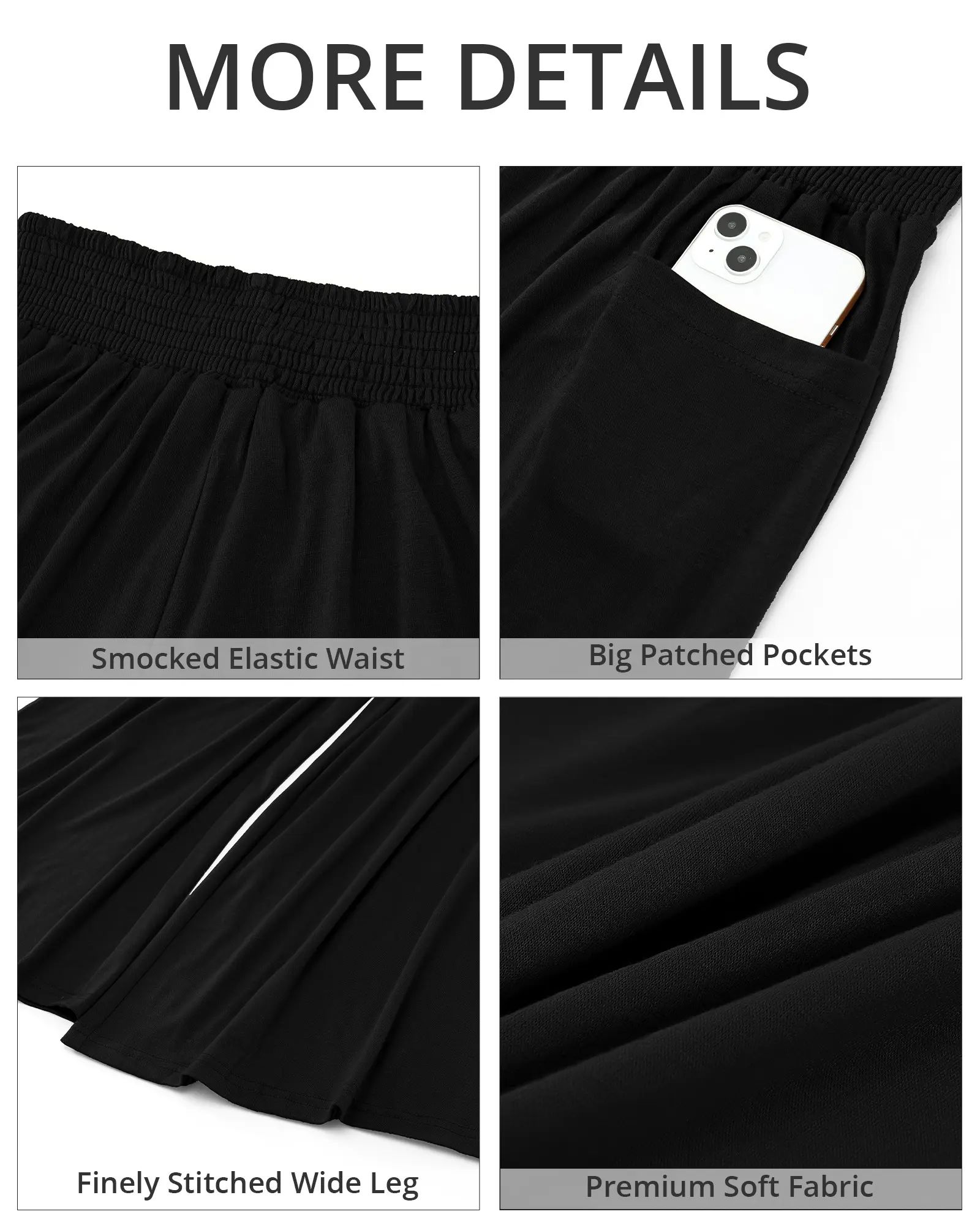 Women's High-Waisted Smocked Elastic Palazzo Pants