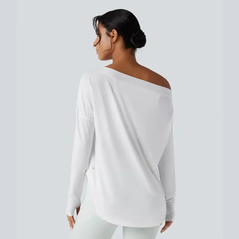 Single-shoulder thumbhole quick-drying yoga sports top