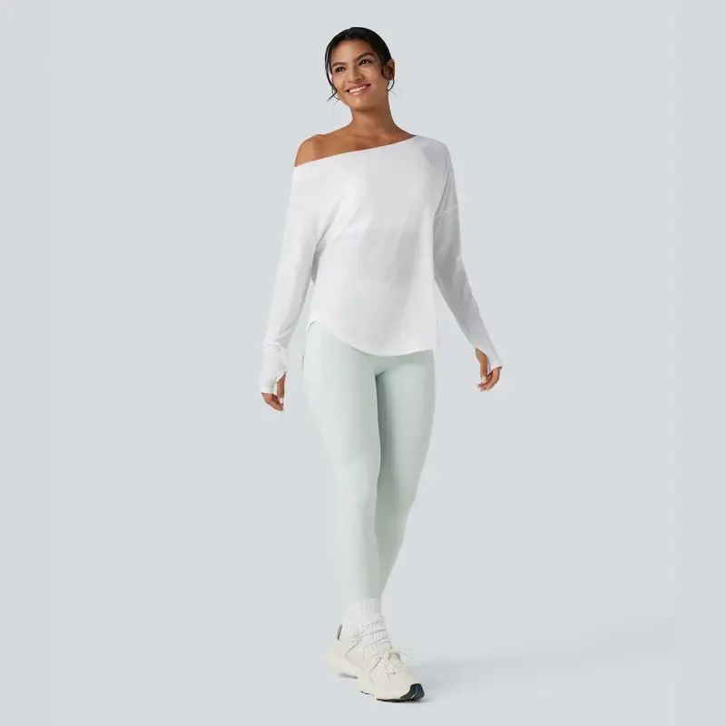 Single-shoulder thumbhole quick-drying yoga sports top
