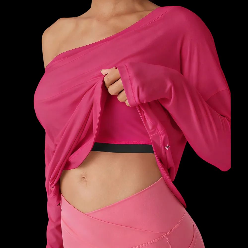Single-shoulder thumbhole quick-drying yoga sports top