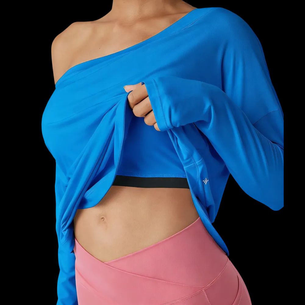 Single-shoulder thumbhole quick-drying yoga sports top