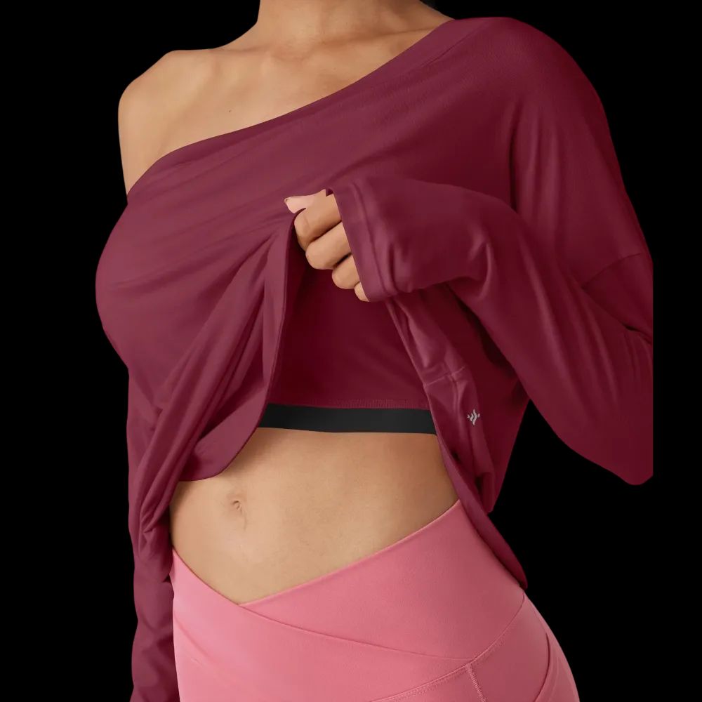 Single-shoulder thumbhole quick-drying yoga sports top