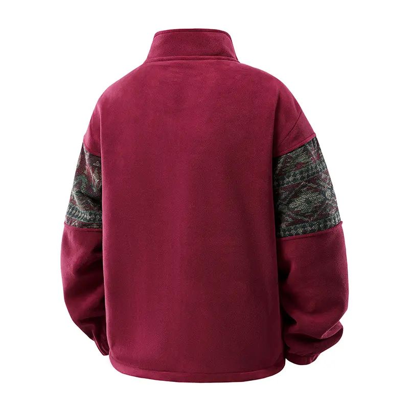 Men's Ethnic Pattern Full-Zip Fleece-Lined Long-Sleeve Knitwear Coat