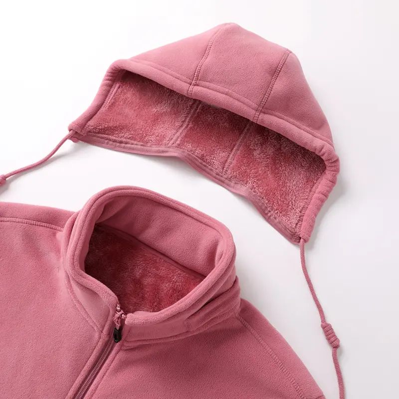 Women's Fleece Jacket – Thick Lining, Detachable Hood, Casual Winter Cardigan