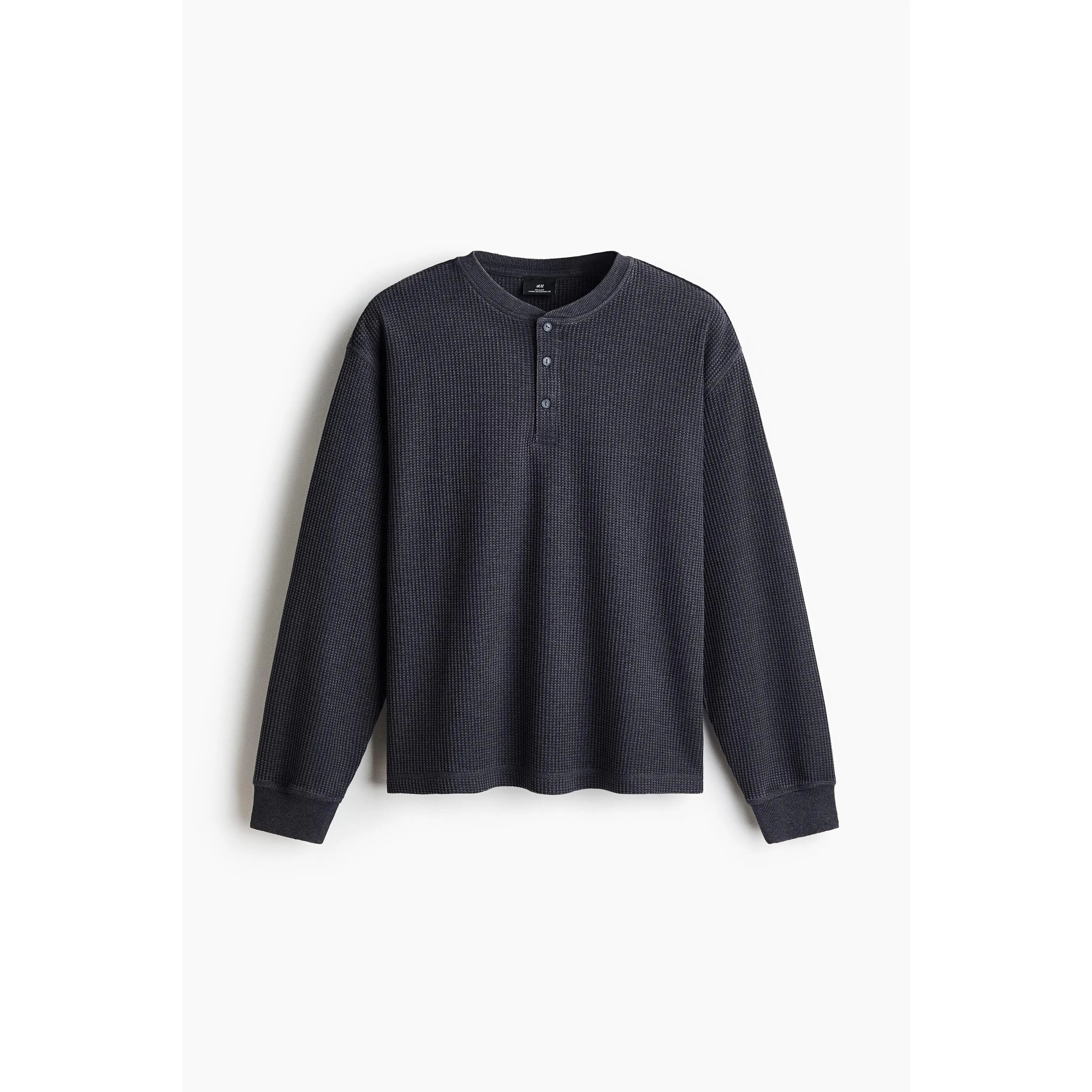 Men's Classic Regular Fit Waffle Knit Henley Top