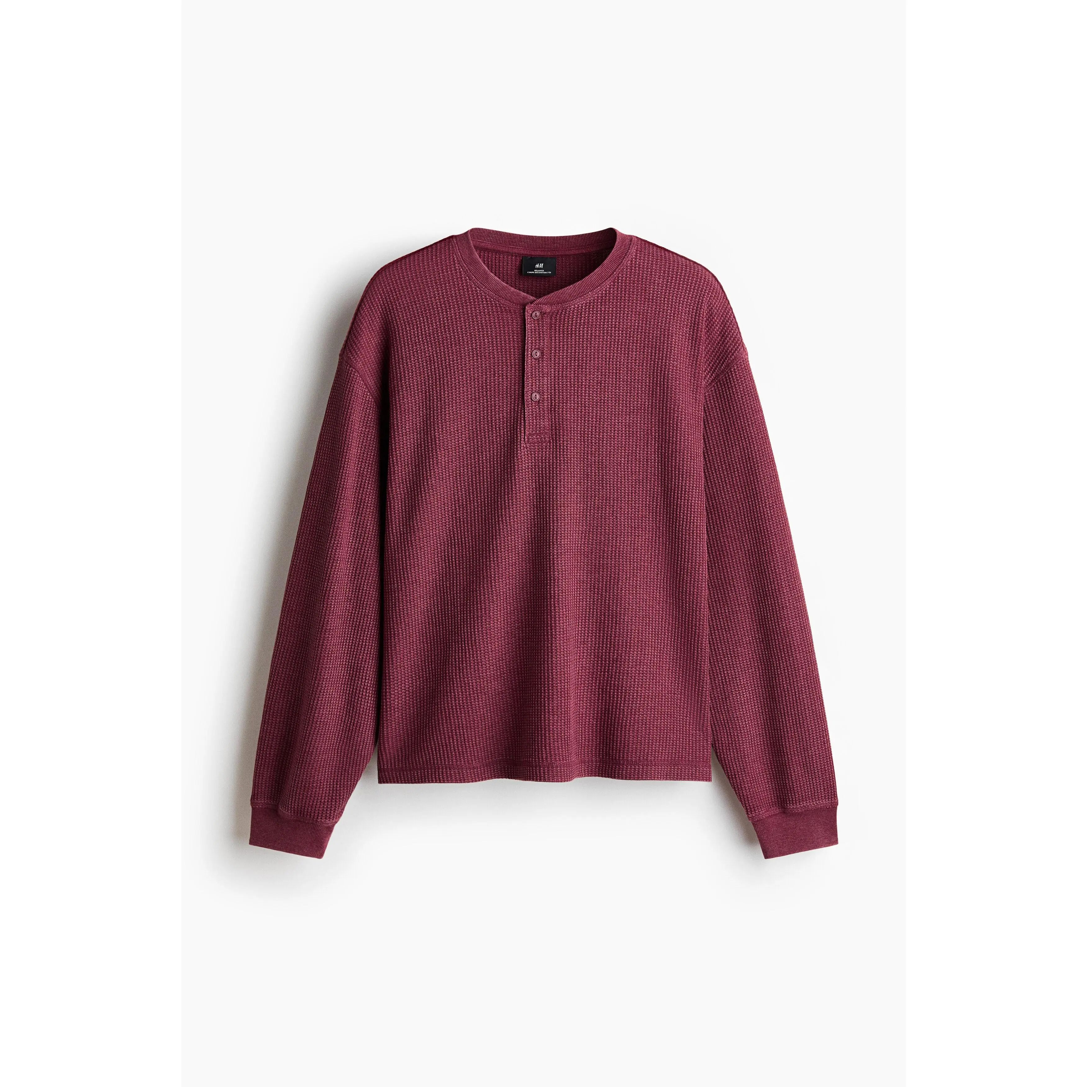 Men's Classic Regular Fit Waffle Knit Henley Top