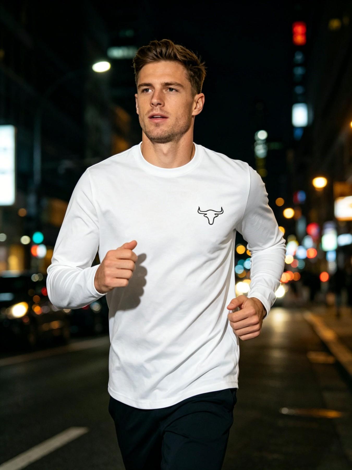 Men's Bull Head Print Long Sleeve Tees