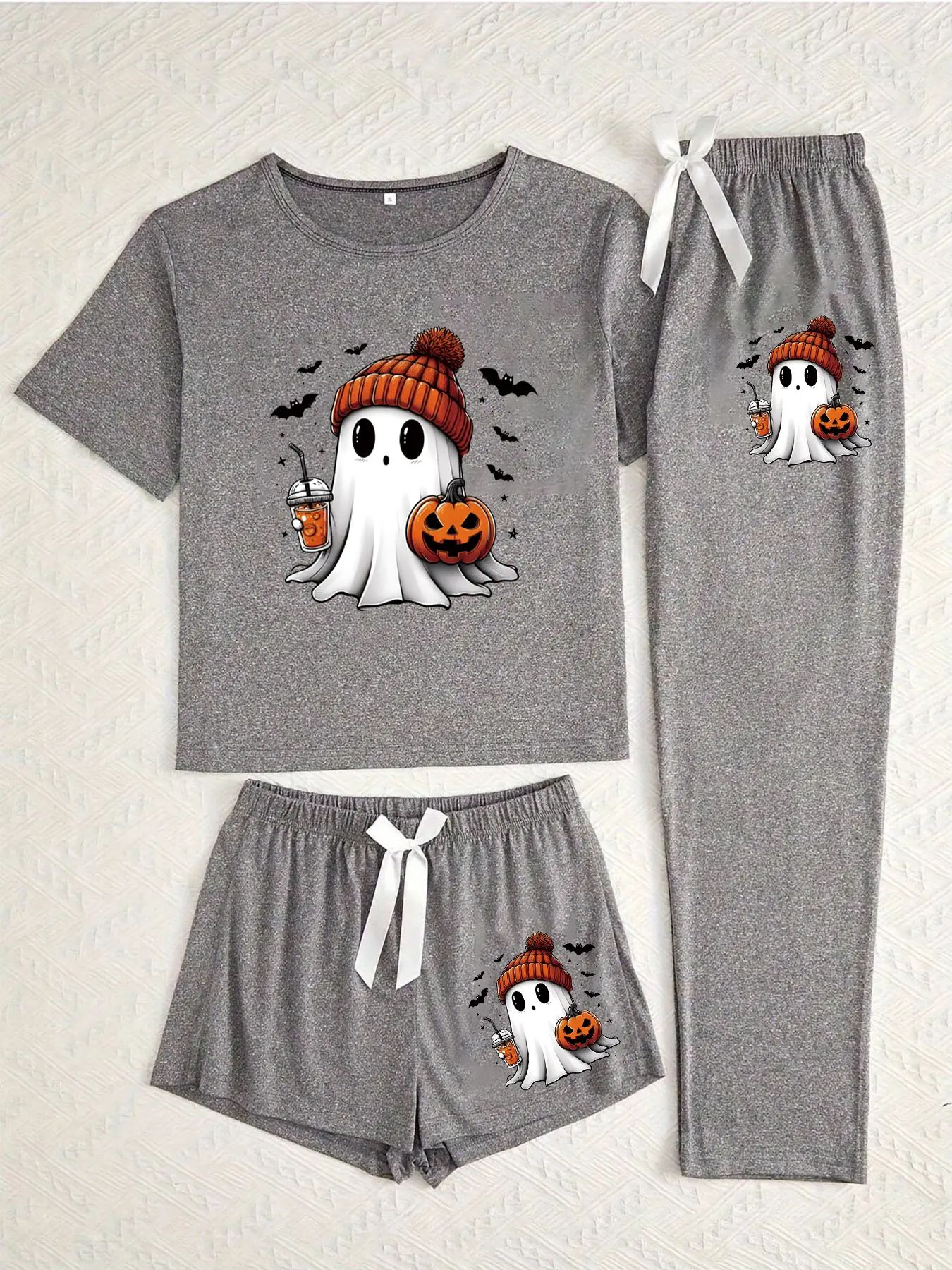 🎃 Women's Halloween Ghost Pumpkin Print Pajama Set