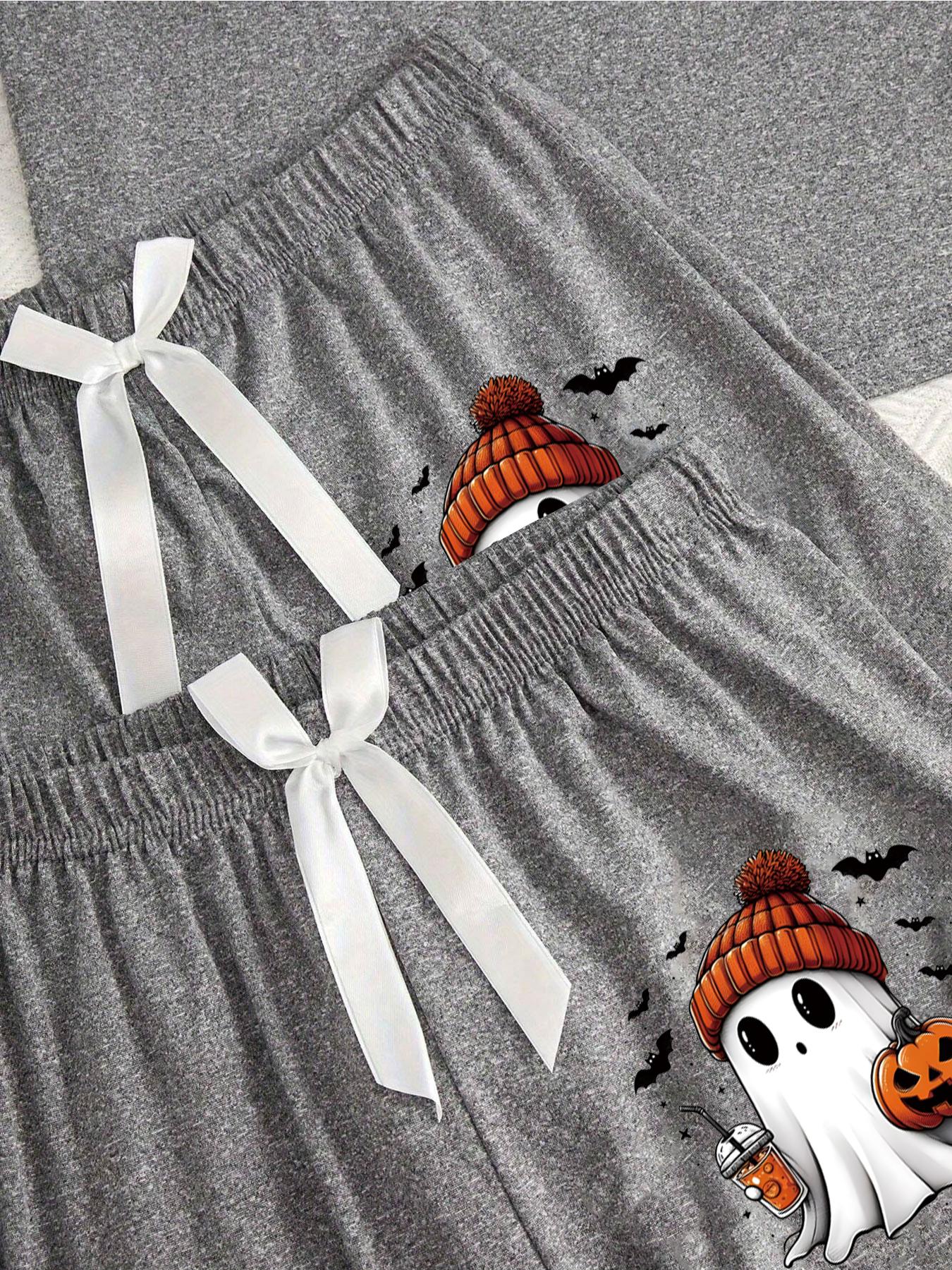 🎃 Women's Halloween Ghost Pumpkin Print Pajama Set