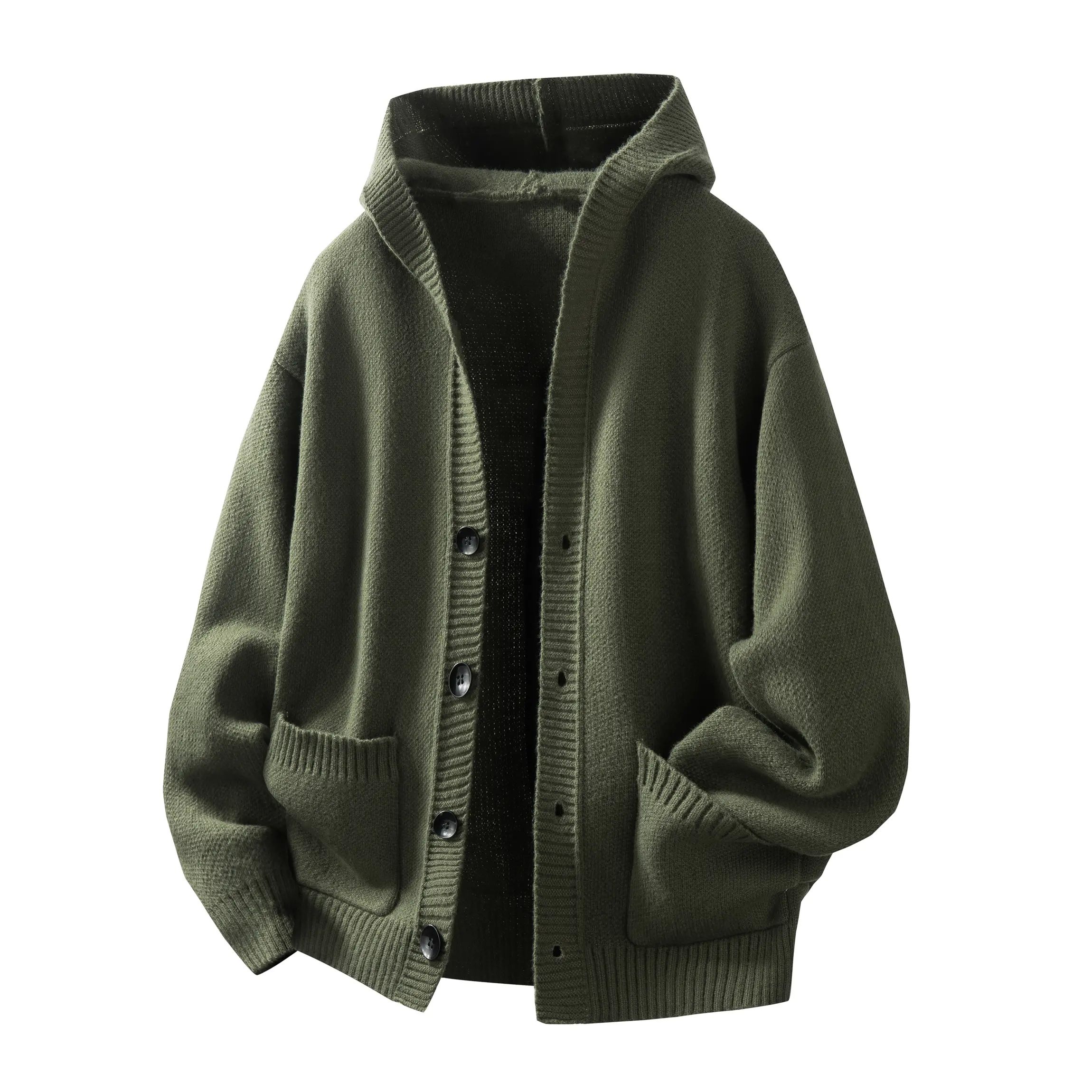 Men's Solid Heavyweight Button-Up Hooded Sweatshirt – Fitted Retro Pullover