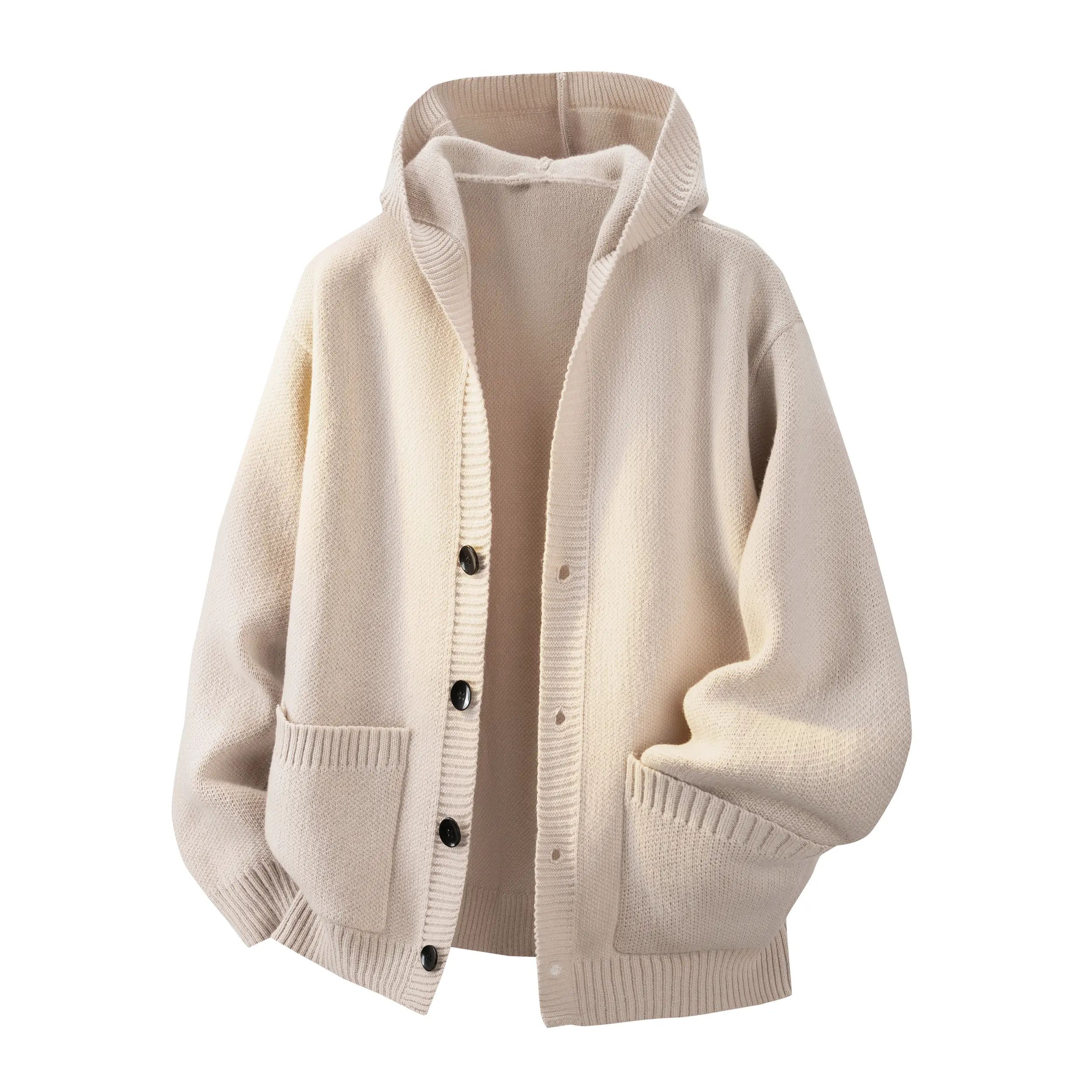 Men's Solid Heavyweight Button-Up Hooded Sweatshirt – Fitted Retro Pullover