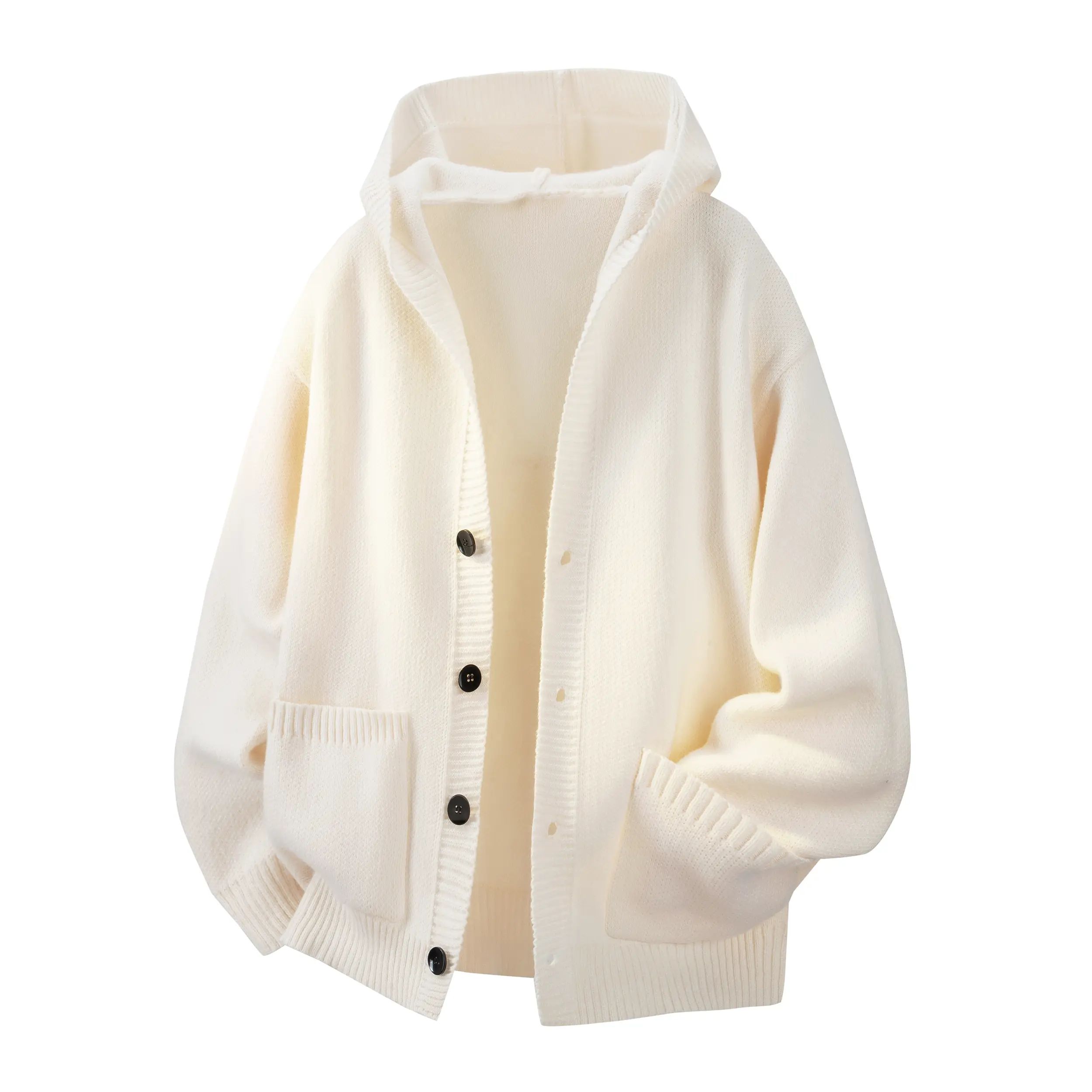 Men's Solid Heavyweight Button-Up Hooded Sweatshirt – Fitted Retro Pullover