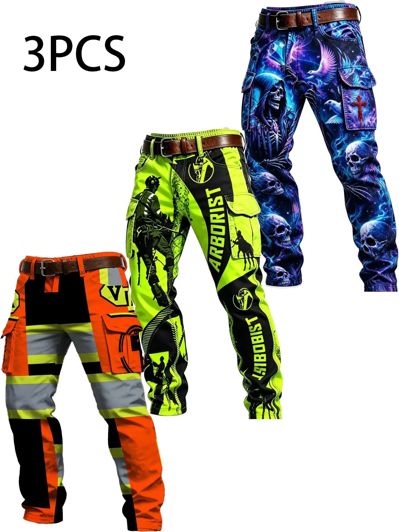 🦺 High-Visibility Full Print Cargo Pants