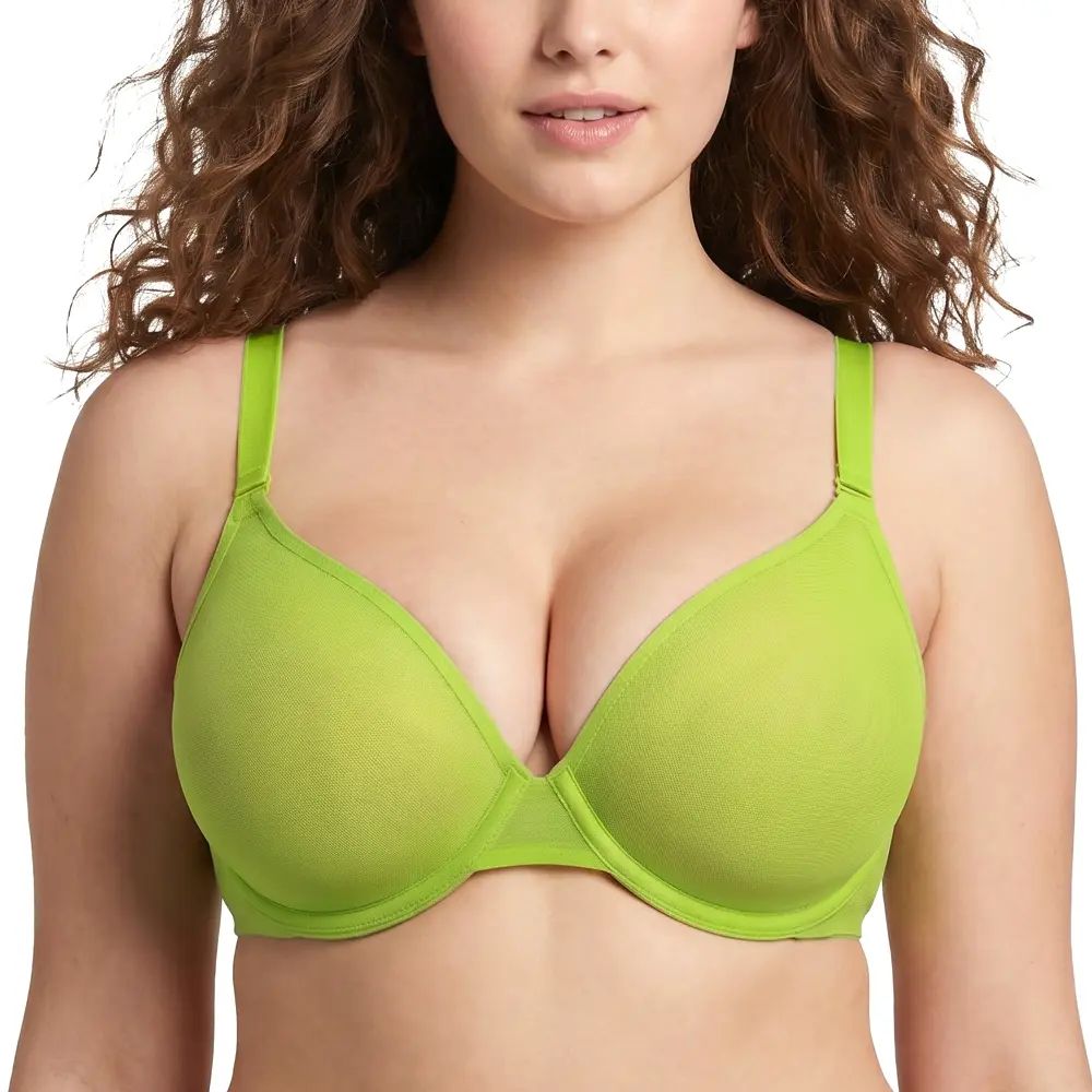 Women's Air Light Sheer Mesh Halter Bra – Unlined Full Coverage Underwire 5-Way Convertible Bra