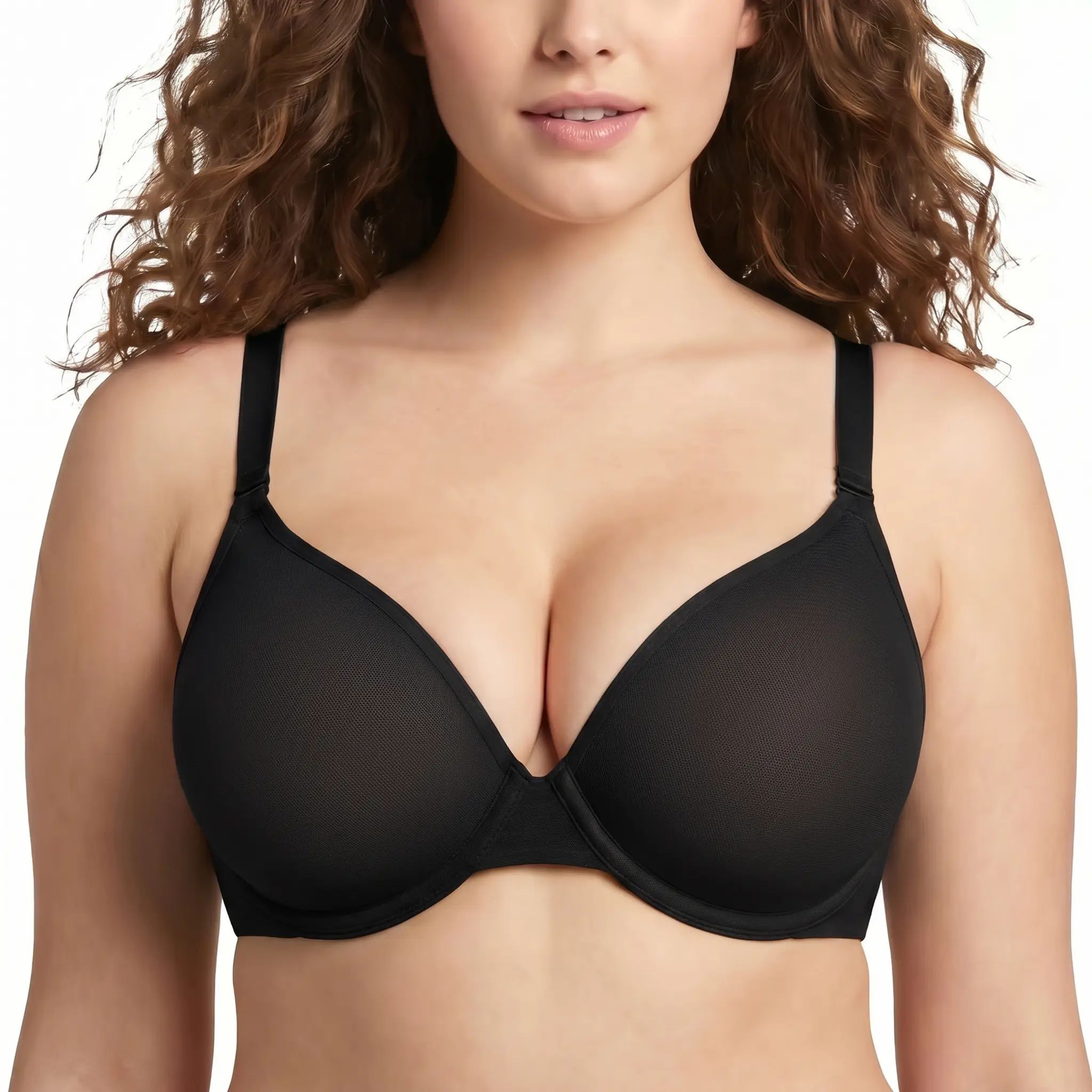 Women's Air Light Sheer Mesh Halter Bra – Unlined Full Coverage Underwire 5-Way Convertible Bra
