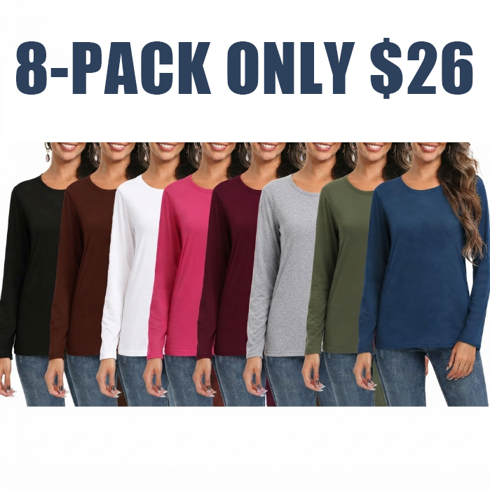 【Limited time deal】【Fast Shipping】Women's Loose Fit Long Sleeve Crewneck Tops