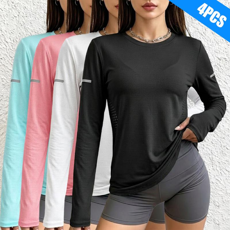 Set of 4 women’s long-sleeve shirts — very casual wear, outdoor sports tops, suitable for hiking, leisure, and office wear Set of 4 women’s long-sleeve shirts — very casual wear, outdoor sports tops, suitable for hiking, leisure, and office wear