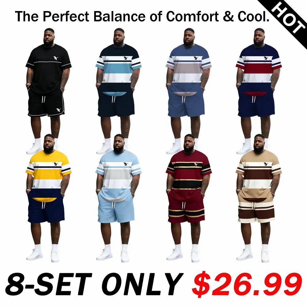 🔥Men's Summer 2-Piece Set – Ultra-Breathable 3D Print Tee & Shorts, All-Day Comfort