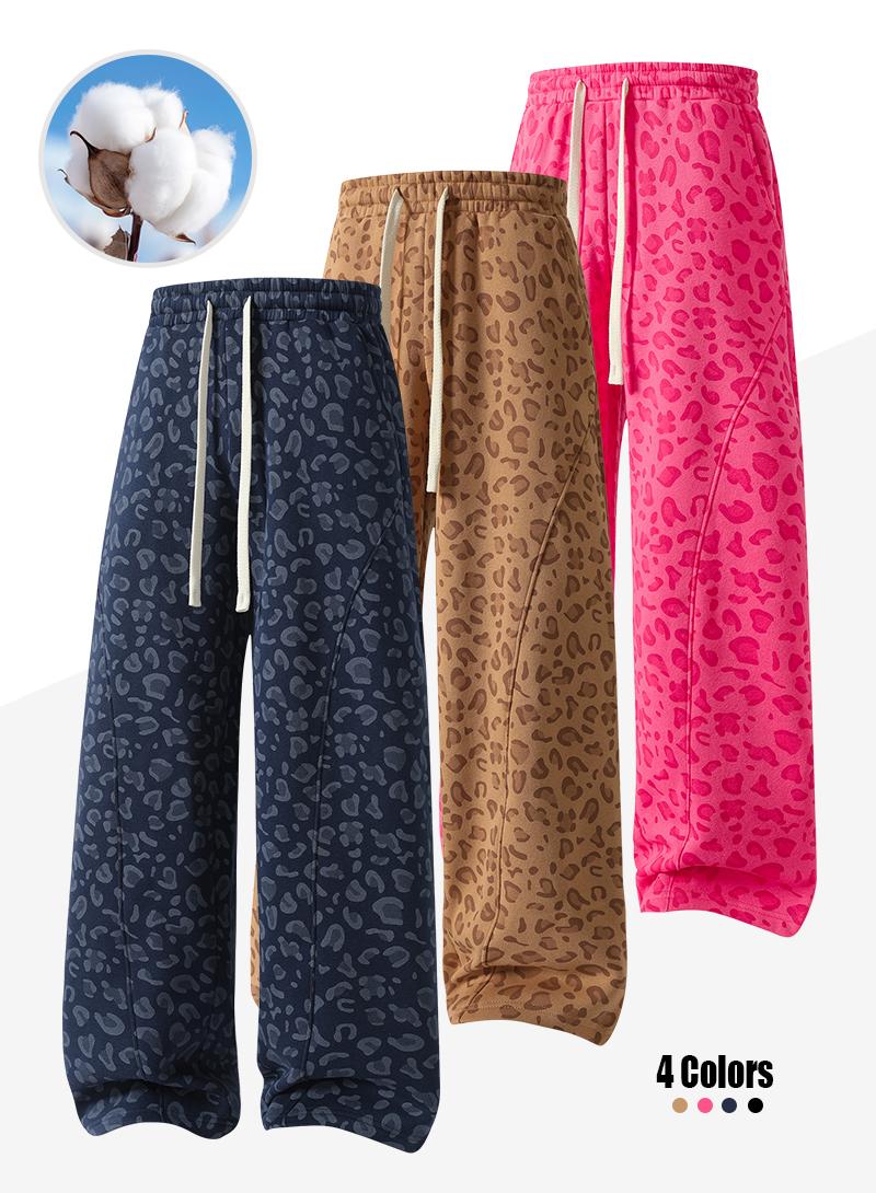 Men’s leopard-print casual trousers with side pockets, lightweight and breathable soft fabric, loose comfortable casual sweatpants, ideal for daily wear and all-year running Men’s leopard-print casual trousers with side pockets, lightweight and breathable soft fabric, loose comfortable casual sweatpants, ideal for daily wear and all-year running