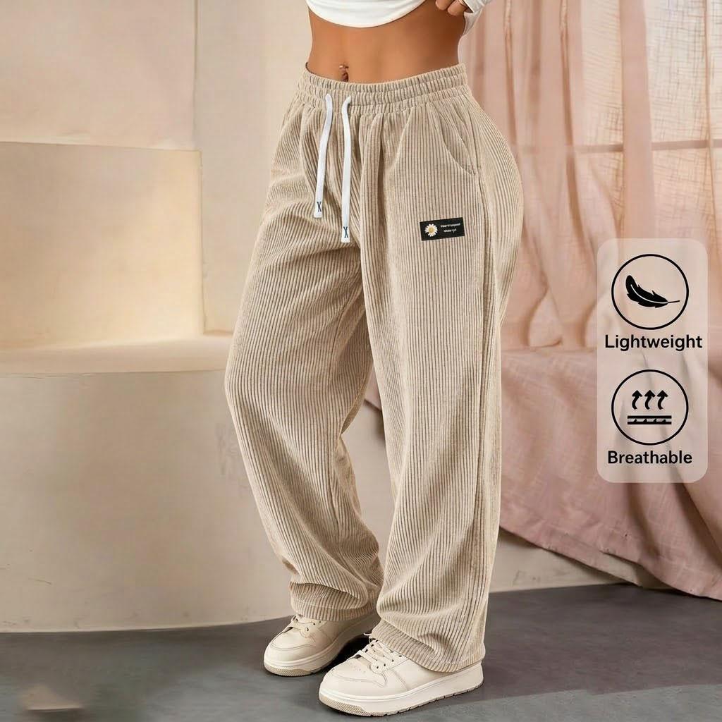 Women&rsquo;s 2-pack straight-leg corduroy casual pants with a fashionable drawstring waist, suitable for all seasons.Suitable for everyday dates; the best gift for women.