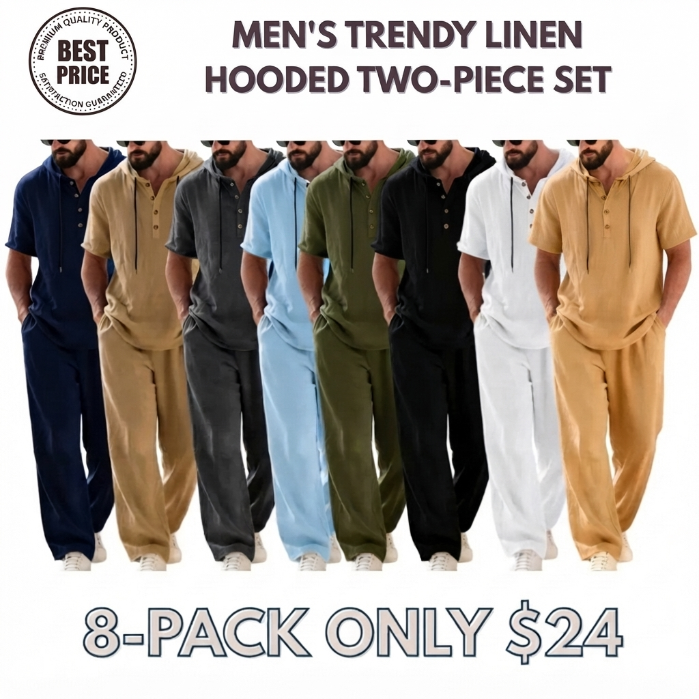 Men's Trendy Linen Hooded Two-Piece Set