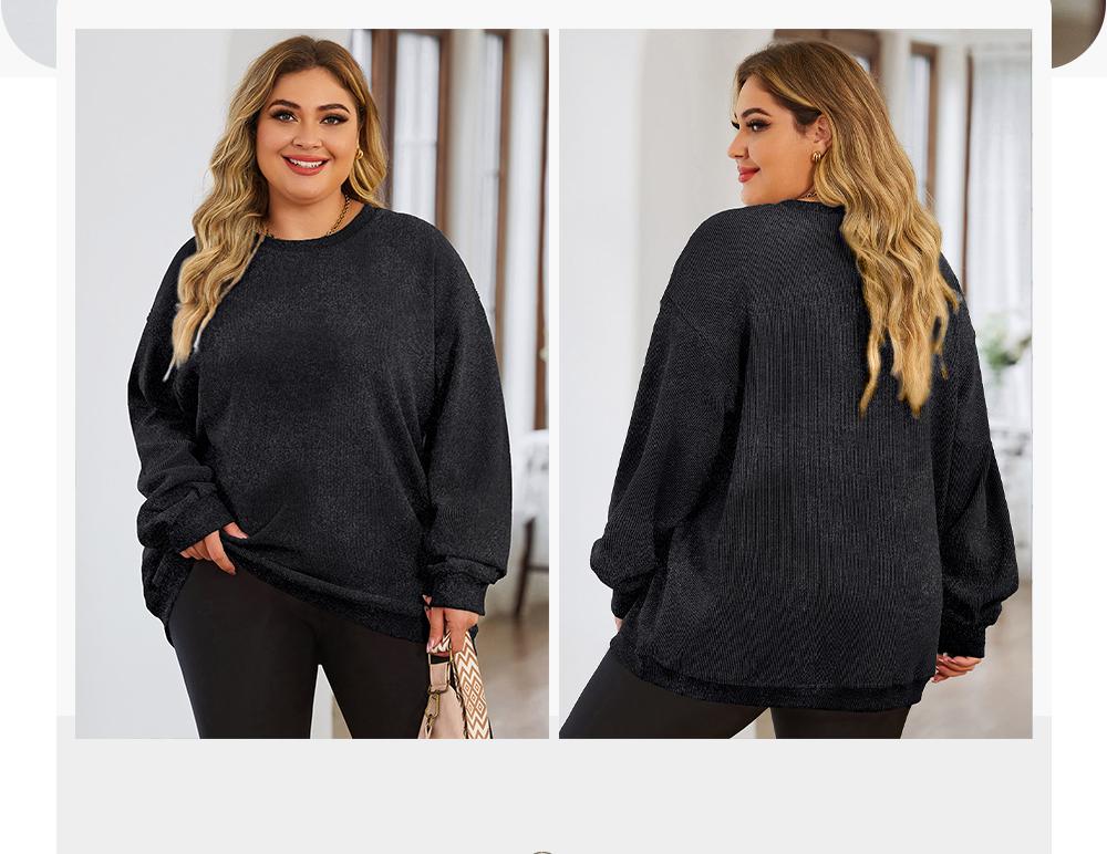 Aleumdr Women's Plus Size Oversized Corduroy Sweatshirt, Casual Crewneck Long Sleeve Lightweight Pullover, Baggy, Longsleeves, Lightweight Sweatshirt, Loose Aleumdr Women's Plus Size Oversized Corduroy Sweatshirt, Casual Crewneck Long Sleeve Lightweight Pullover, Baggy, Longsleeves, Lightweight Sweatshirt, Loose