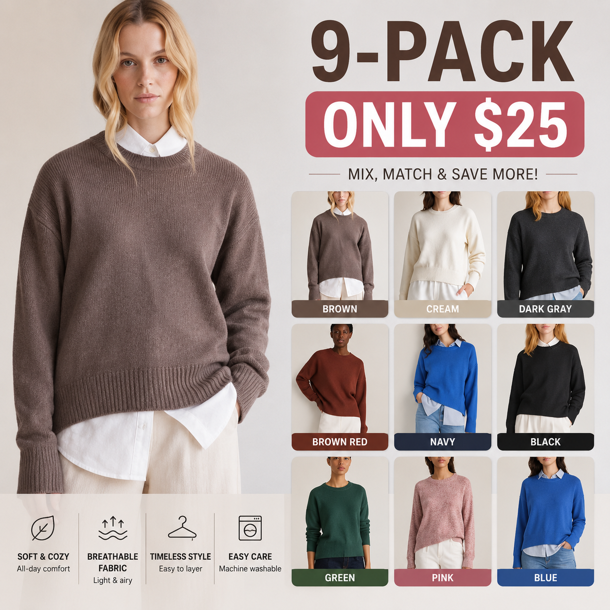 100% Organic Cotton Crew Sweater