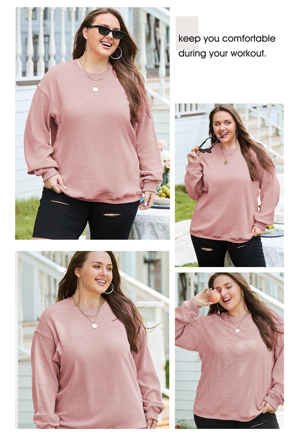 Aleumdr Women's Plus Size Oversized Corduroy Sweatshirt, Casual Crewneck Long Sleeve Lightweight Pullover, Baggy, Longsleeves, Lightweight Sweatshirt, Loose Aleumdr Women's Plus Size Oversized Corduroy Sweatshirt, Casual Crewneck Long Sleeve Lightweight Pullover, Baggy, Longsleeves, Lightweight Sweatshirt, Loose
