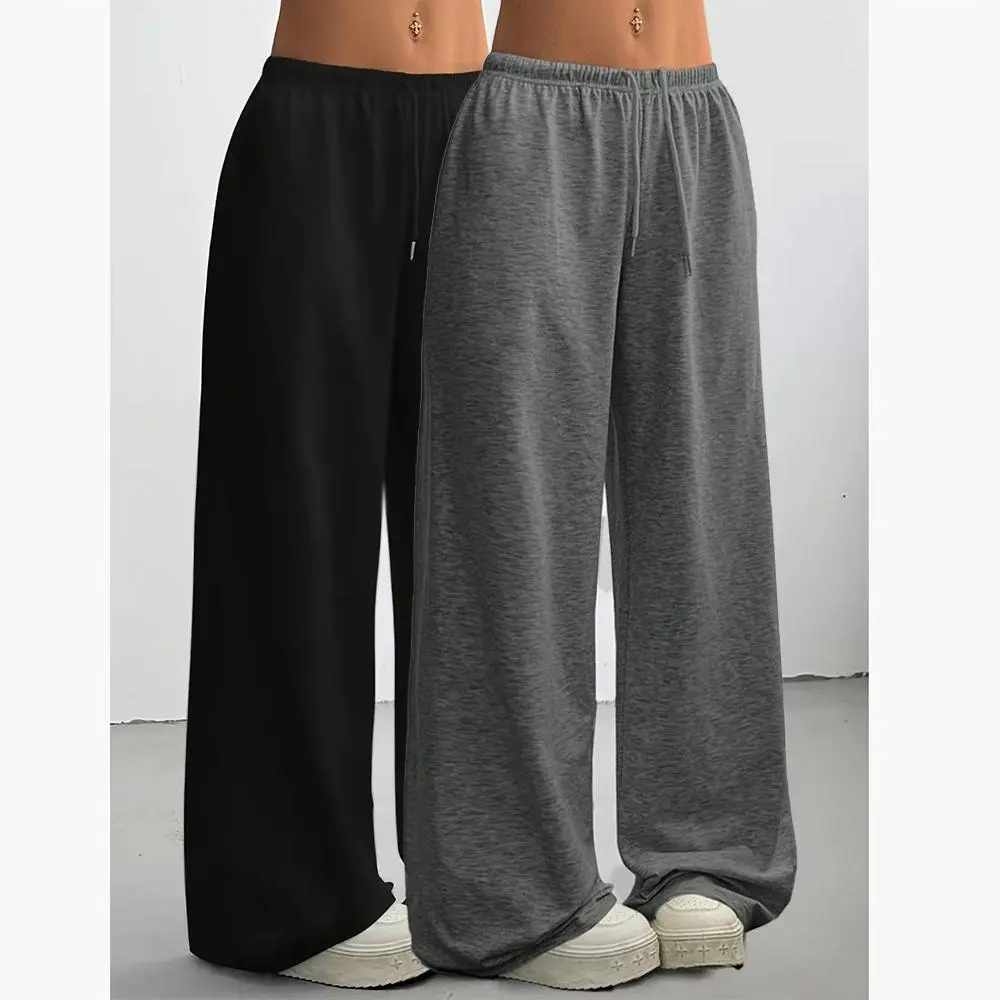 [Solid Color] 1/2/3 Pcs 1/2/3 Pack Oversized Sports Pants Loose Lounge Pants Black & Gray Pants Streetwear Pants Women Outfits Casual Pants Daily Wear Pants Womenswear Trouser