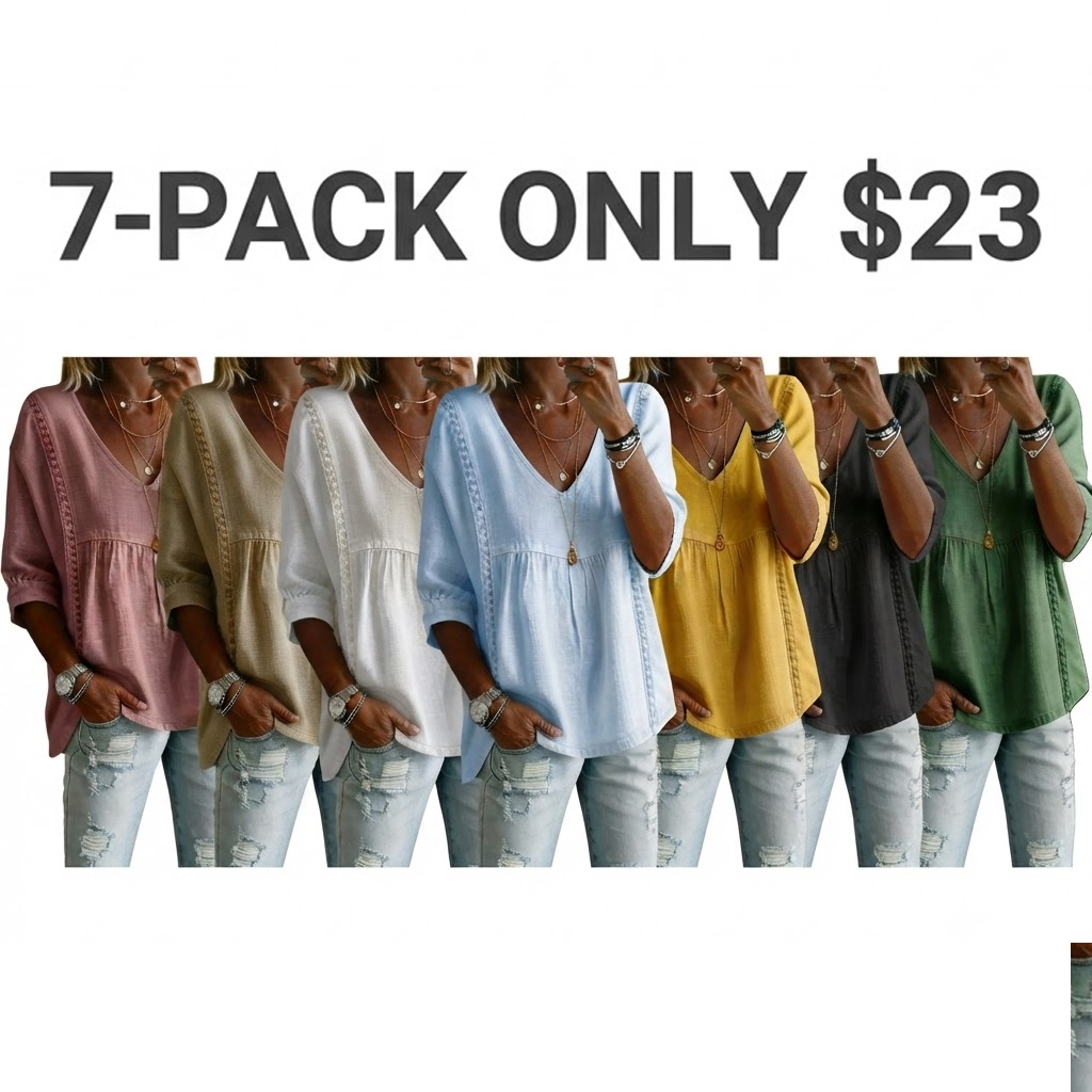 Women's Summer V-Neck Waffle Knit Top