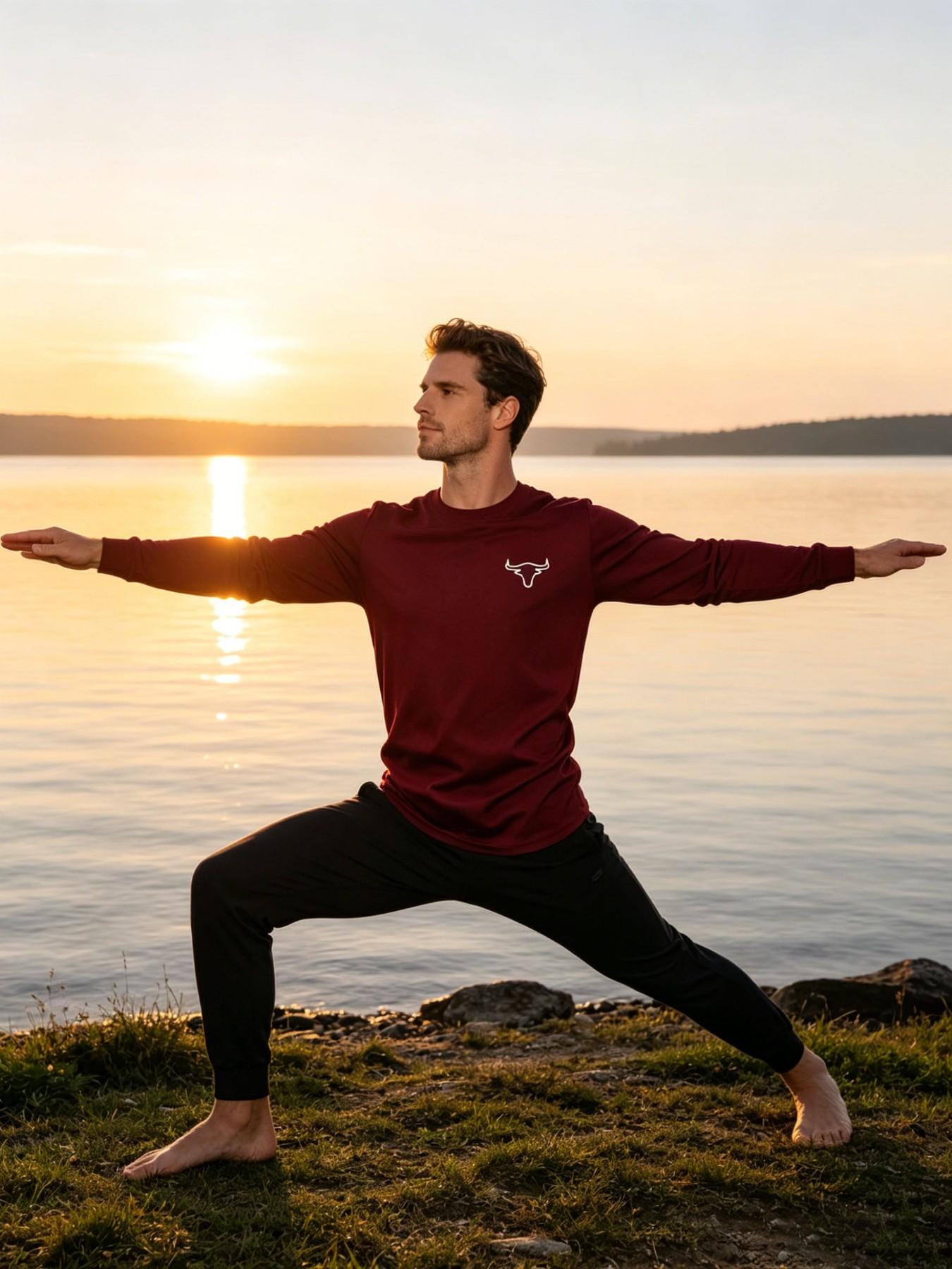 4-Pack Men's Long Sleeve T-Shirts, Bull Head Print, Athletic Shirt, Casual Outdoor Sports, Comfortable Home Wear, Breathable Fabric, All Seasons, Athletic Tee Shirts, Breathable Workout Tops