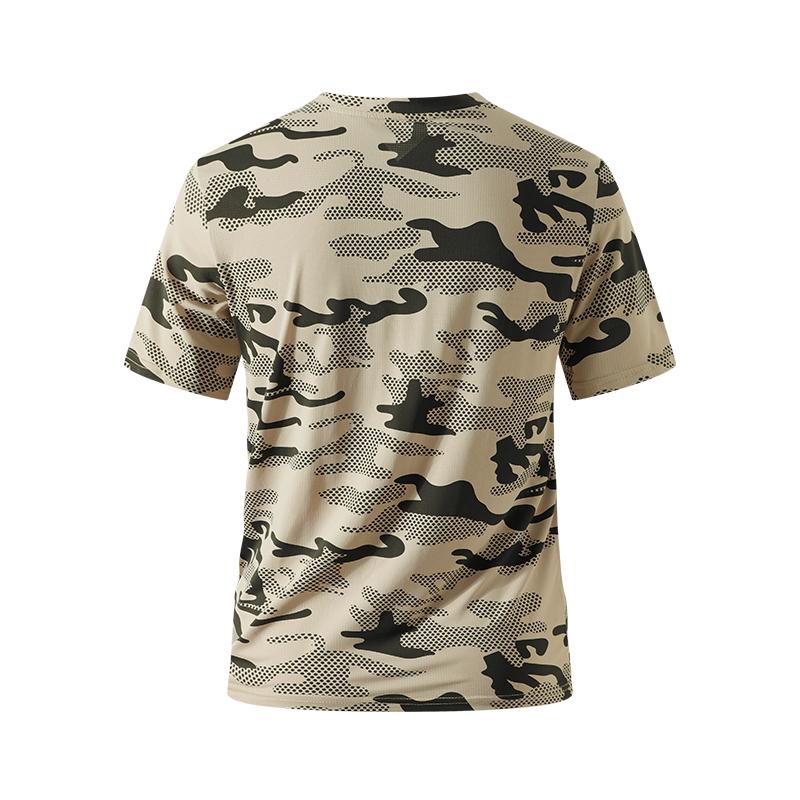 Teenage Boys' Clothing 5-Pack Camo Print Shirts - Crew Neck, Short-Sleeve, Stretch, Breathable Casual Mens' Tops for Fitness, Outdoor Everyday Wear, Camo Print Shirt