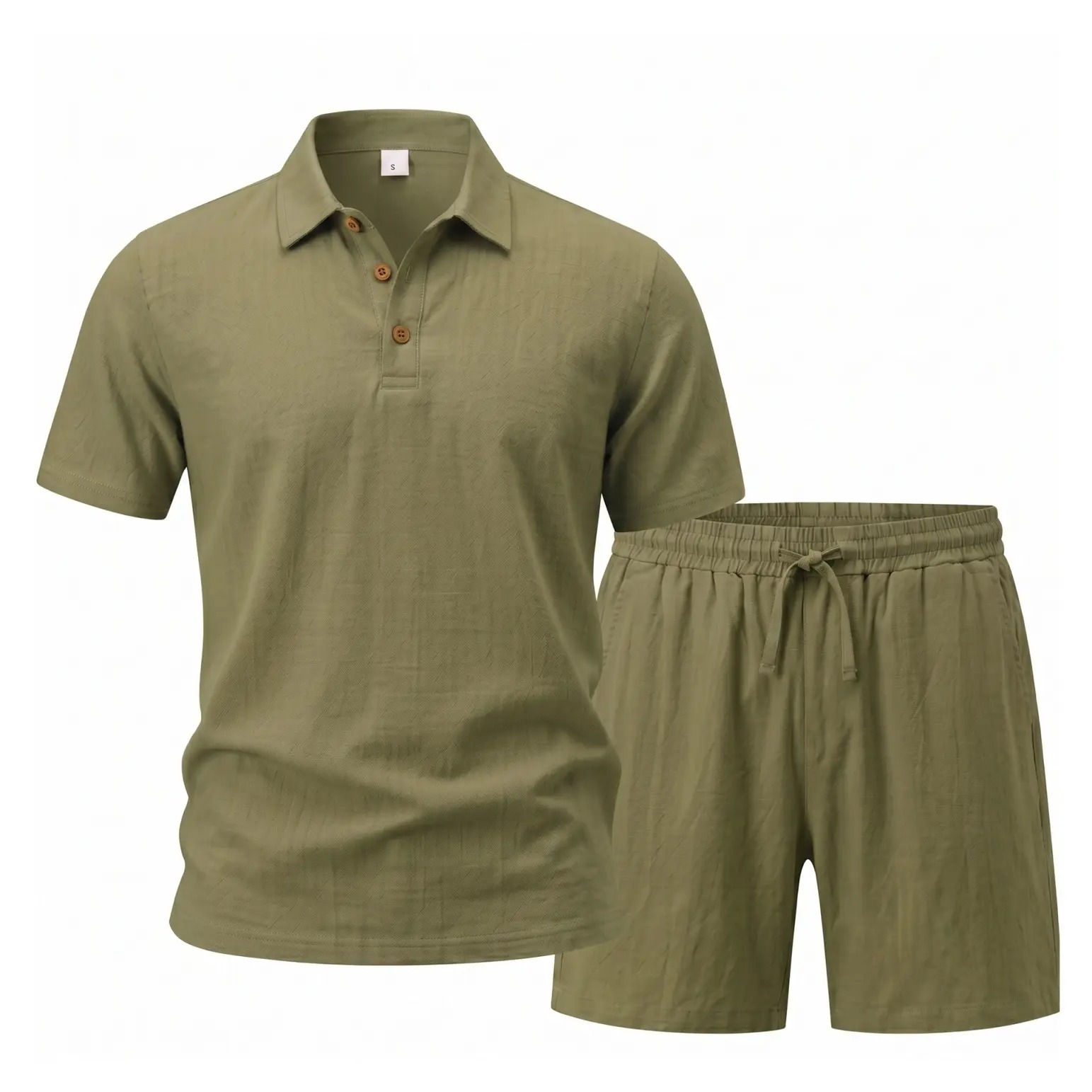Men's Linen 2 Piece Summer Outfit - Short Sleeve Button Down Shirt & Drawstring Long Pants Casual Beach Vacation Set