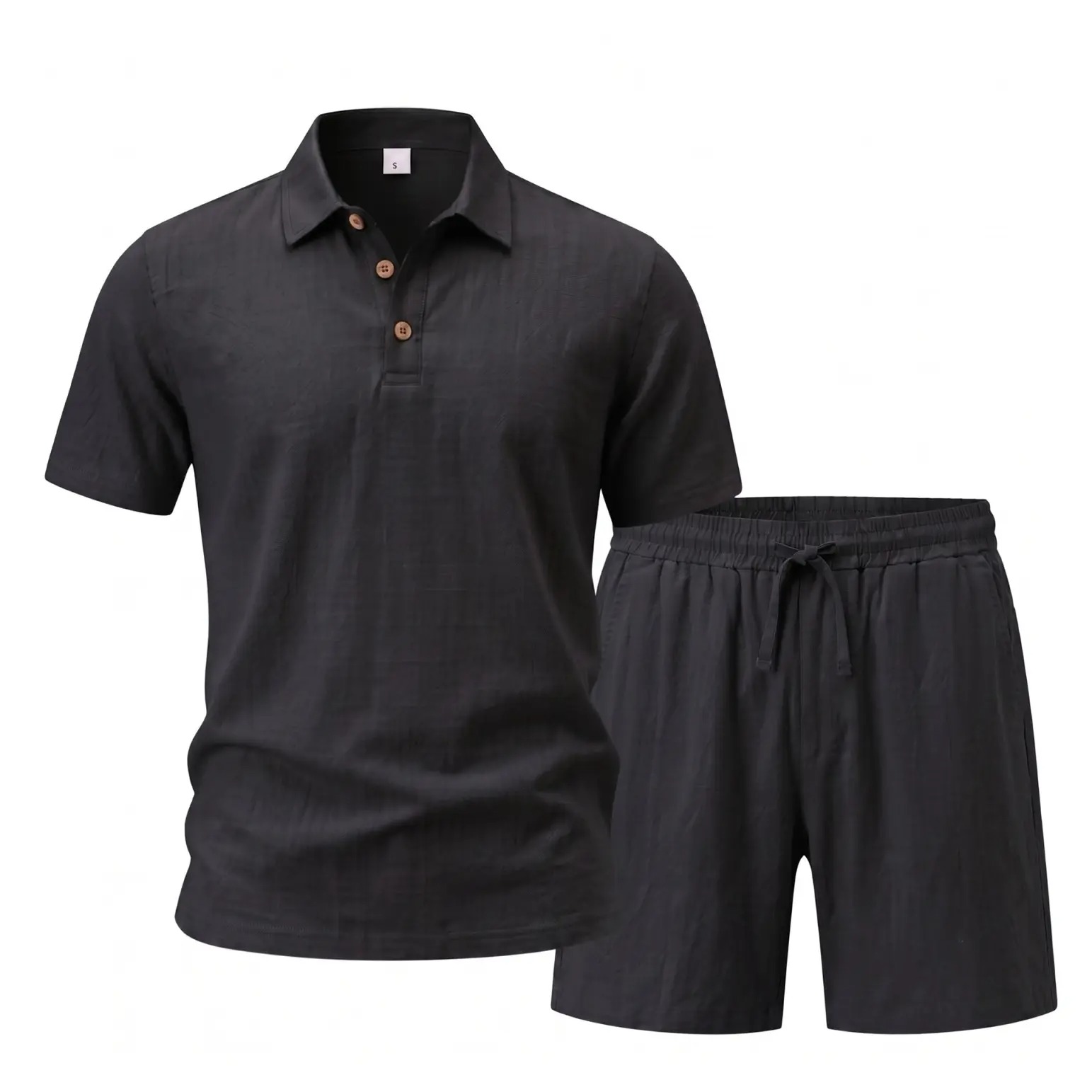 Men's Linen 2 Piece Summer Outfit - Short Sleeve Button Down Shirt & Drawstring Long Pants Casual Beach Vacation Set