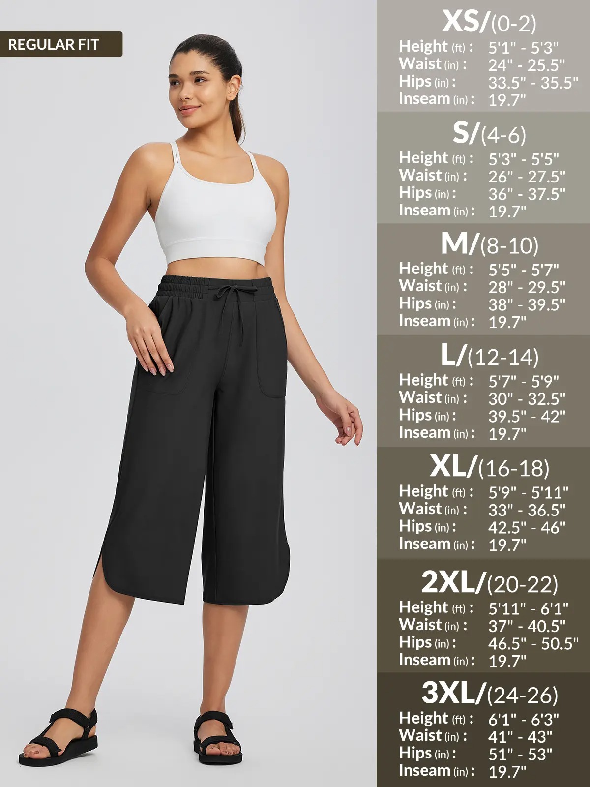 Women's High Waist 20" Wide Leg Capri Pants UPF 50+ Quick Dry Tummy Control Casual Lounge Pants with Deep Pockets