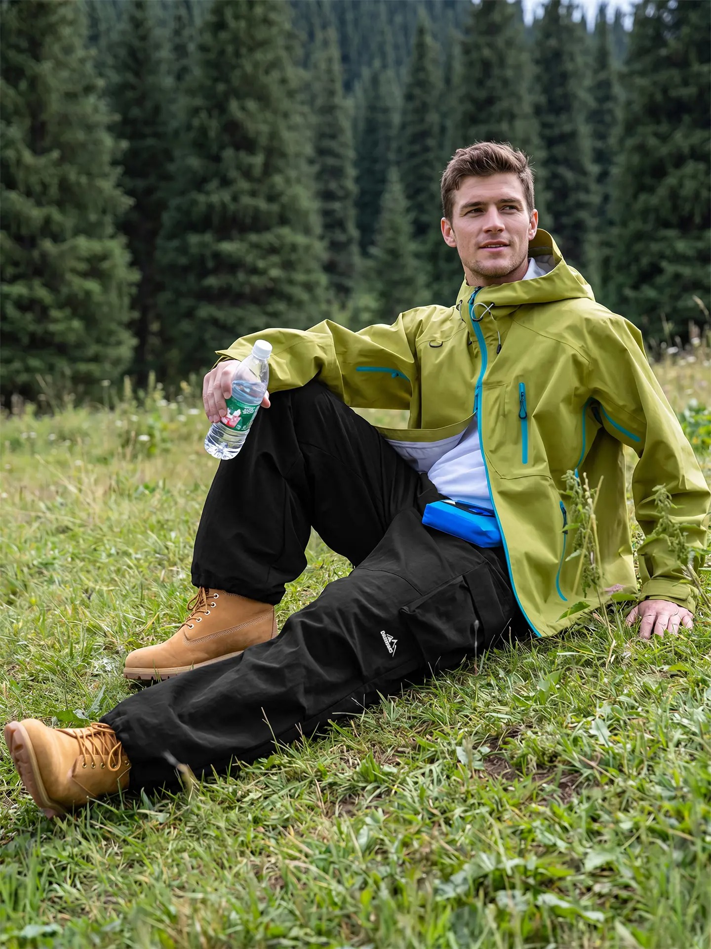 Men's Baggy Parachute Cargo Pants Lightweight Water Resistant Elastic Waist Gorpcore Streetwear Trousers with Pockets