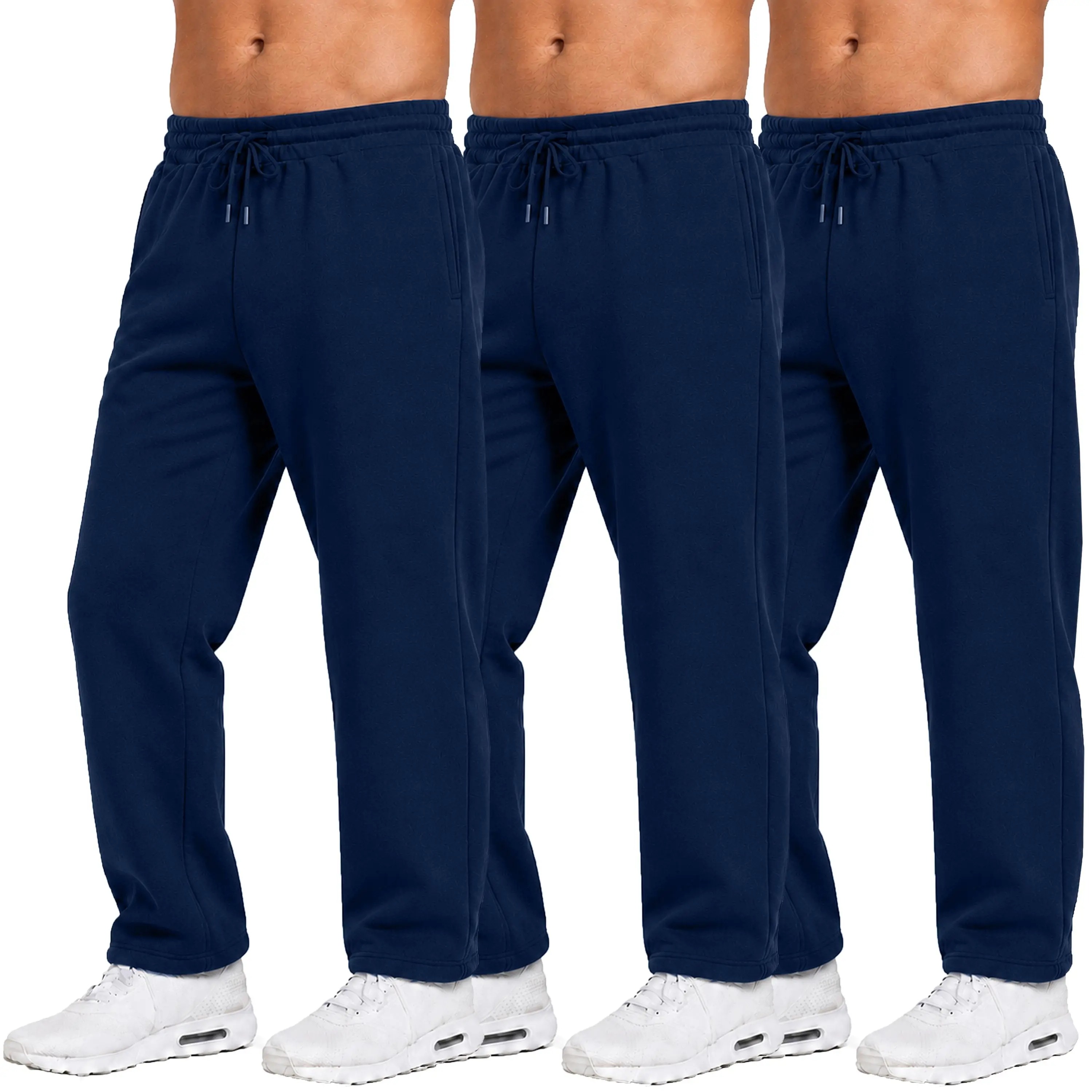 Men's Classic Heavyweight Fleece Sweatpants Open Bottom Loose Casual Warm Athletic Pants for Daily & Sports Wear