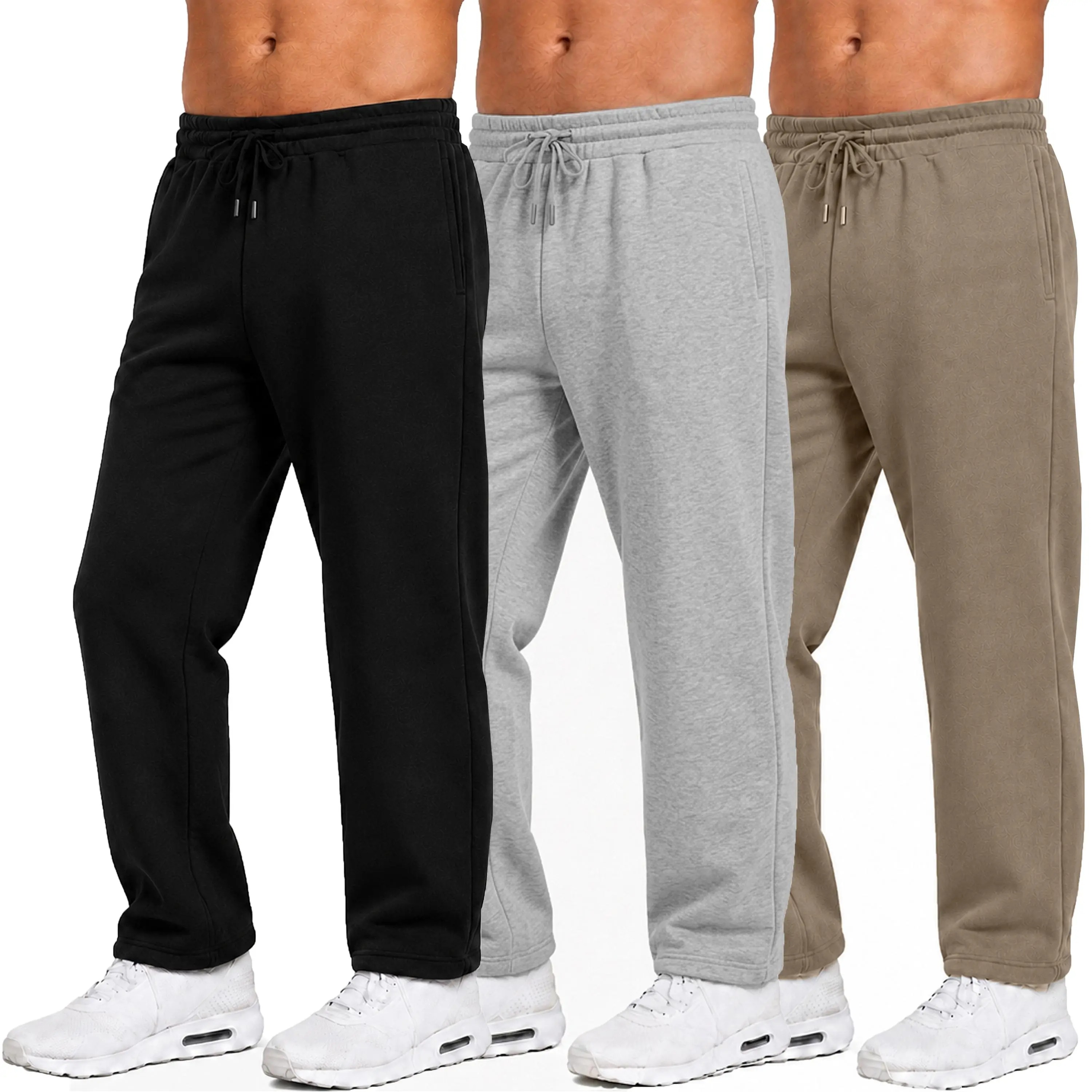 Men's Classic Heavyweight Fleece Sweatpants Open Bottom Loose Casual Warm Athletic Pants for Daily & Sports Wear