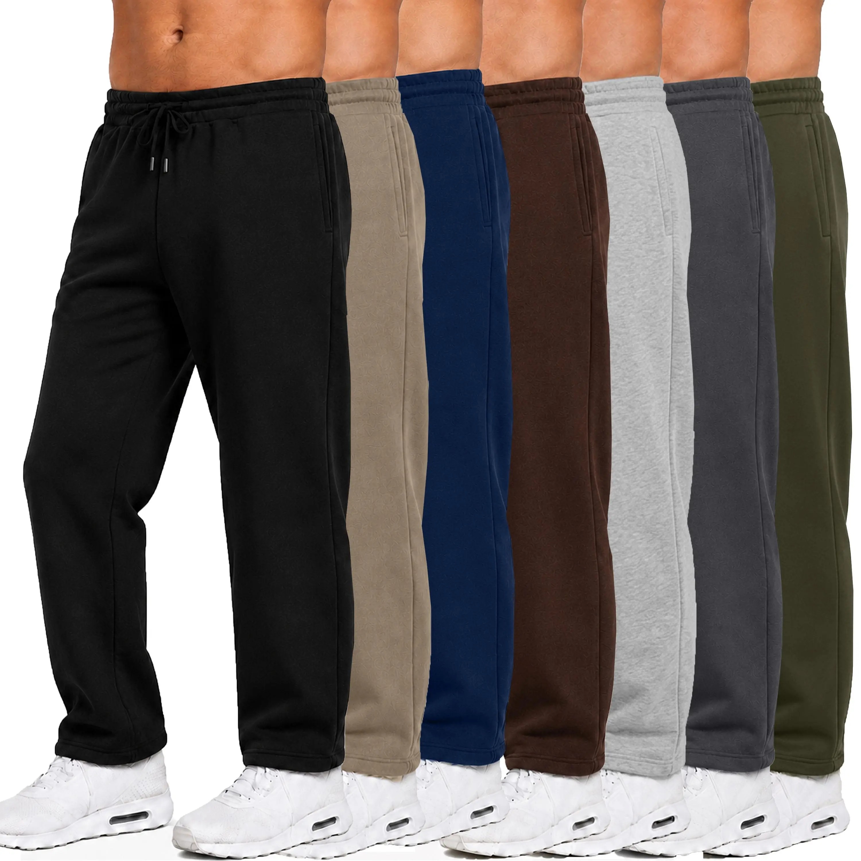 Men's Classic Heavyweight Fleece Sweatpants Open Bottom Loose Casual Warm Athletic Pants for Daily & Sports Wear