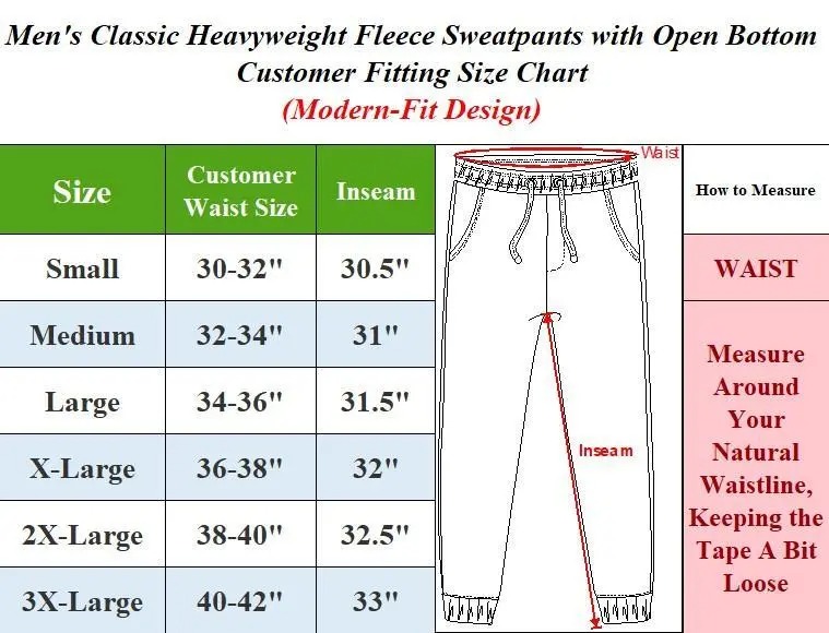 Men's Classic Heavyweight Fleece Sweatpants Open Bottom Loose Casual Warm Athletic Pants for Daily & Sports Wear