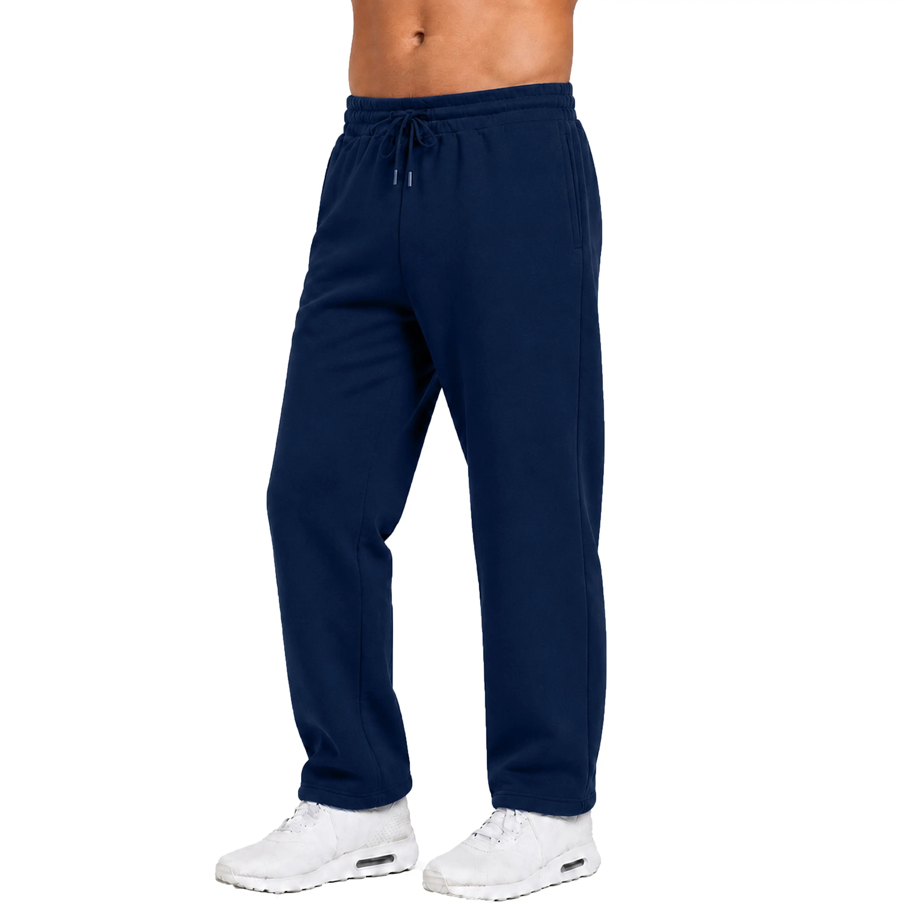 Men's Classic Heavyweight Fleece Sweatpants Open Bottom Loose Casual Warm Athletic Pants for Daily & Sports Wear