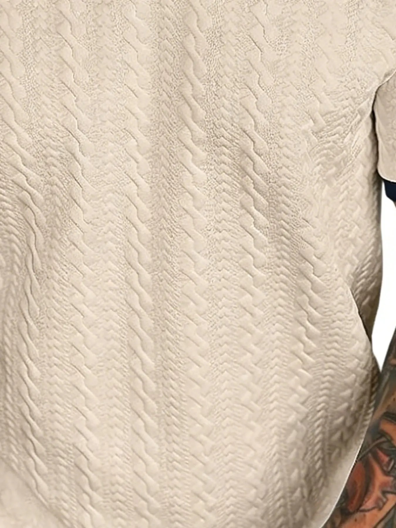 Men's Contrast Textured Knit Polo Shirt V-Neck Short Sleeve Old Money Casual Commuter Summer Tops