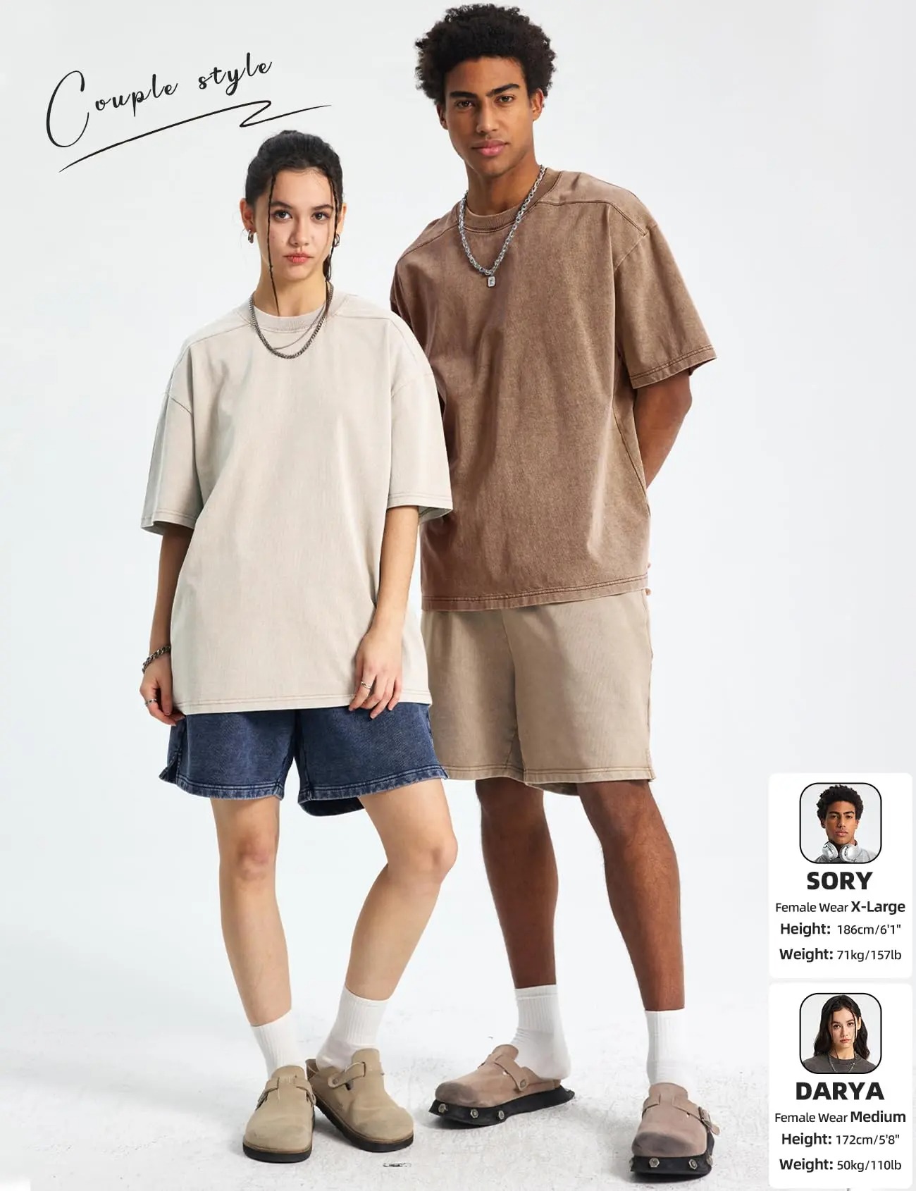 Unisex Acid Wash Oversized Cotton T-Shirts Crew Neck Half Sleeve Loose Casual Streetwear Summer Tops